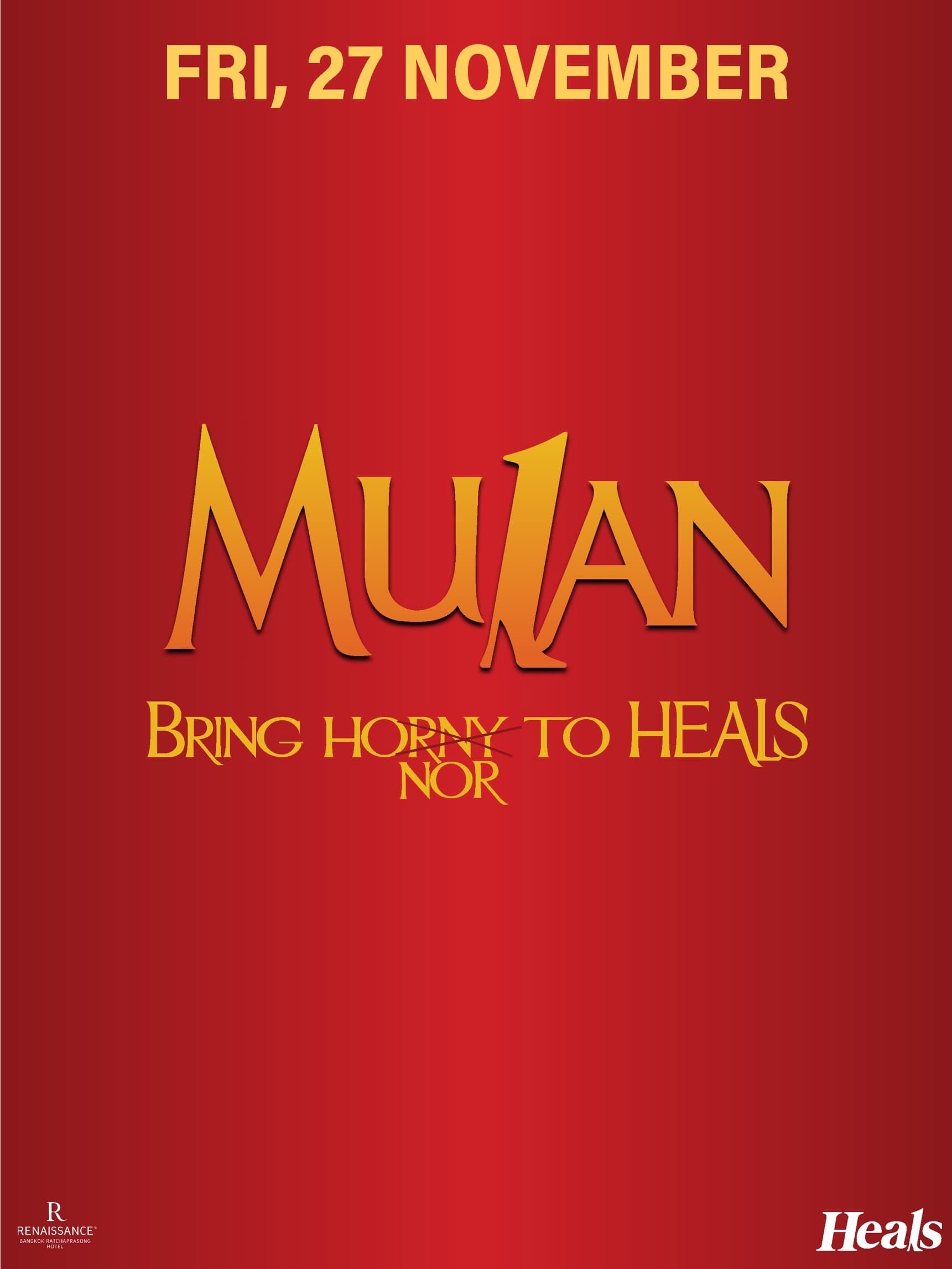 Mulan - Bring Ho(rny)nor to Heals flyer