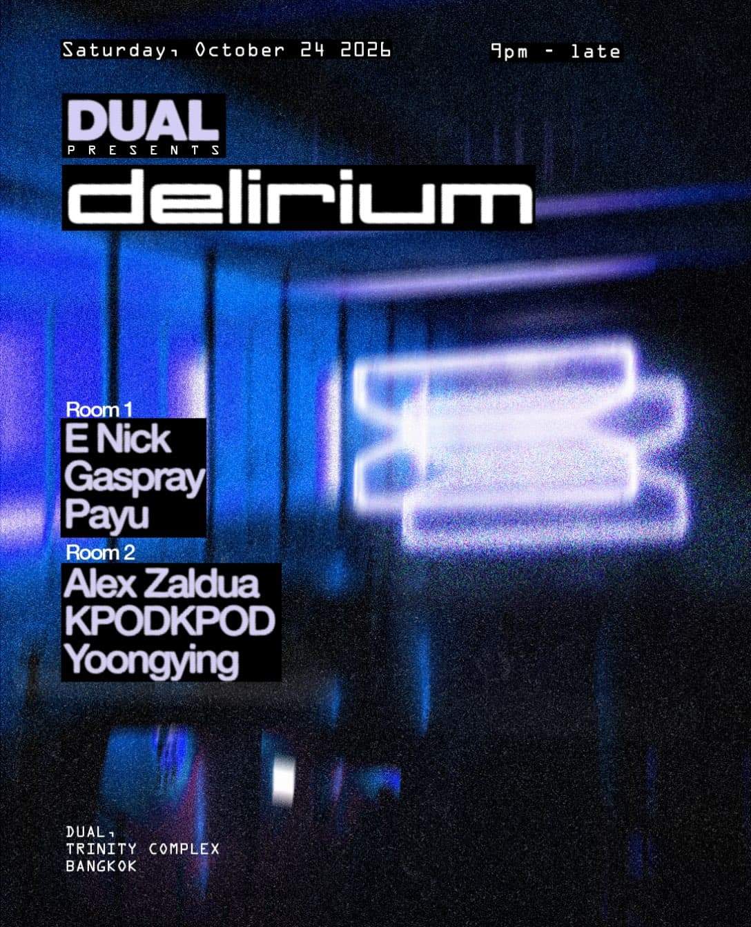 DUAL presents Delirium flyer