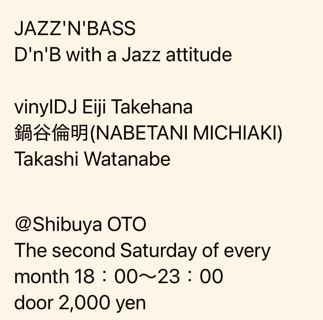 JAZZ'N'BASS D'n'B with a Jazz attitude flyer