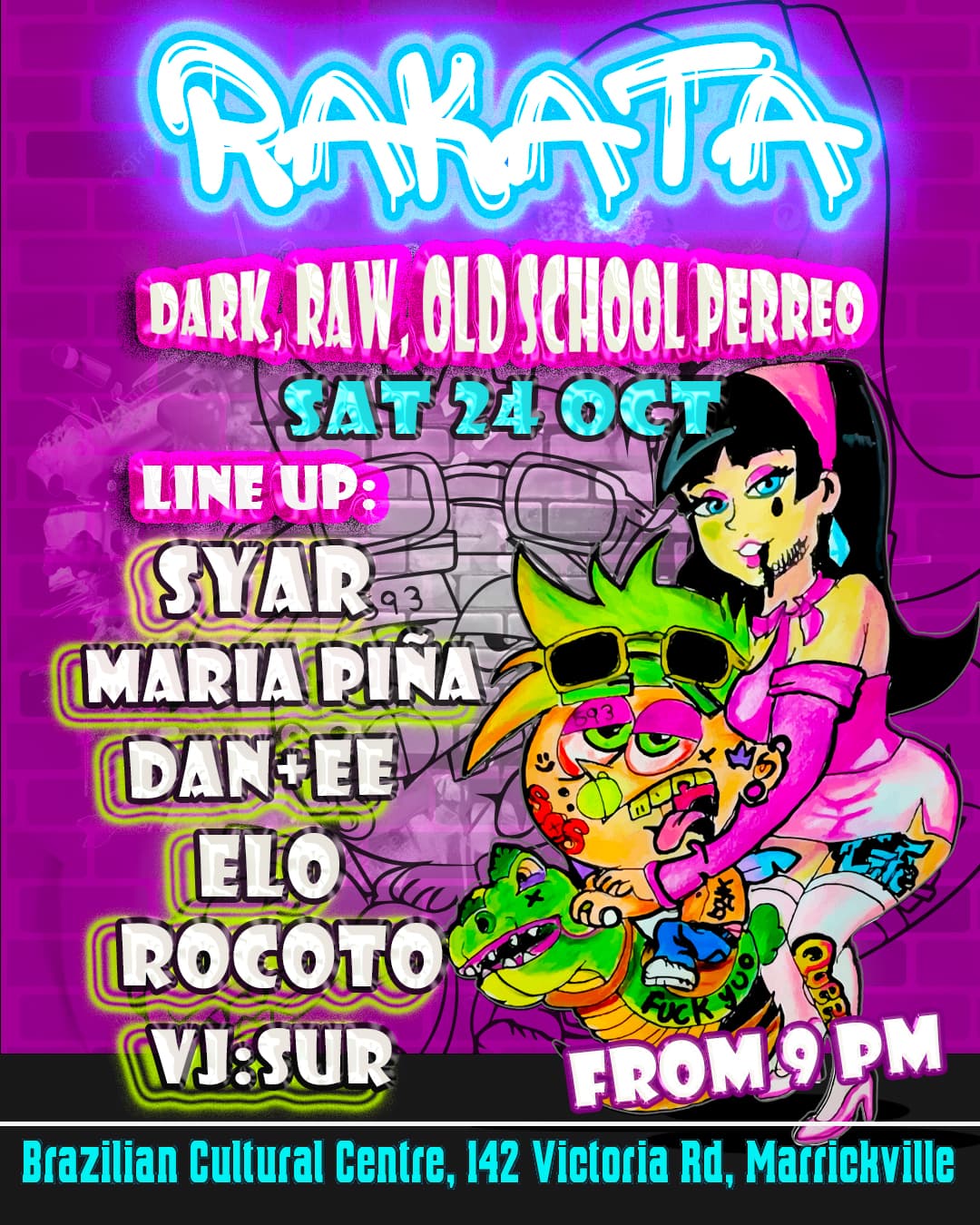 Rakata - Dark perreo flyer