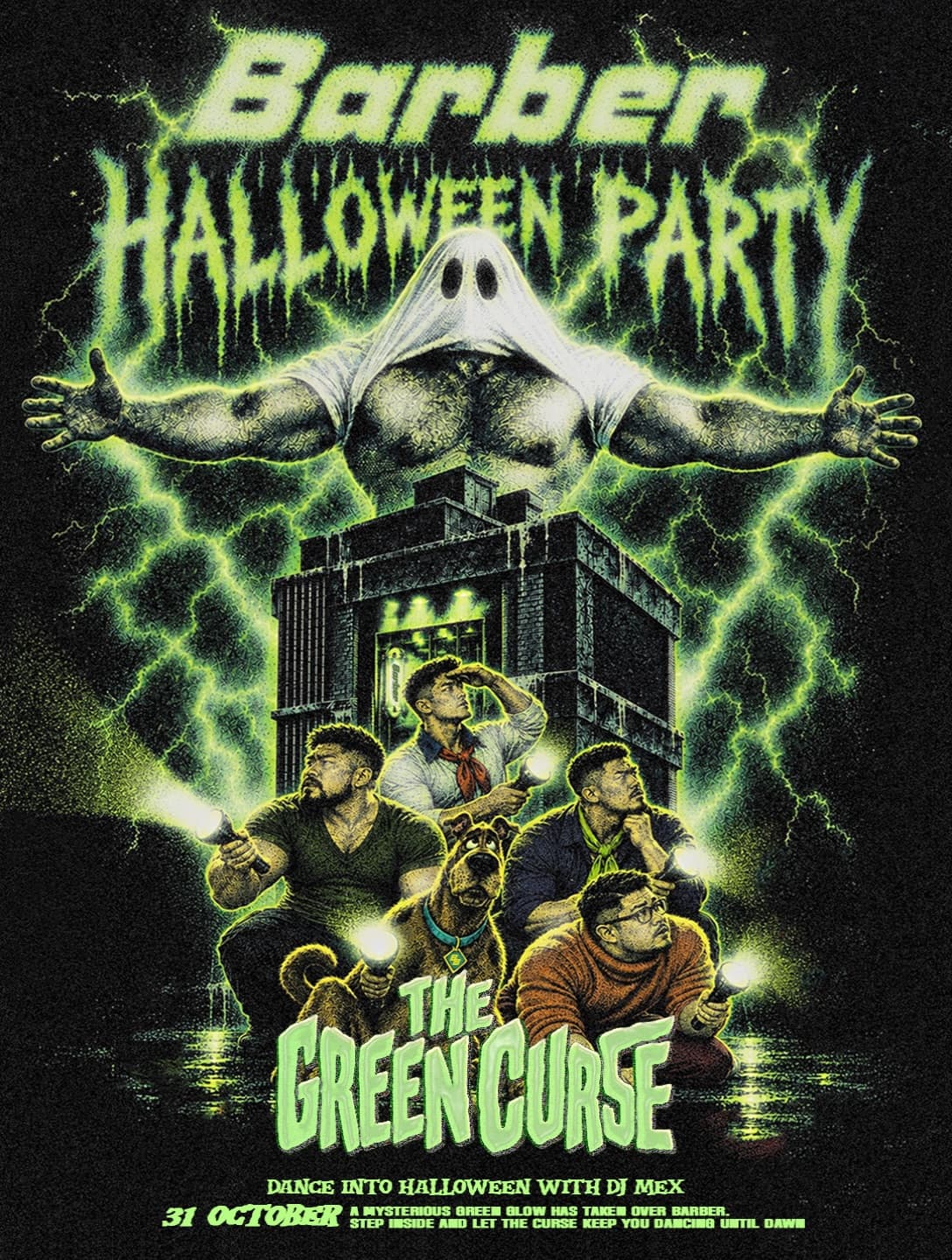 Barber Halloween Party: The Green Curse flyer