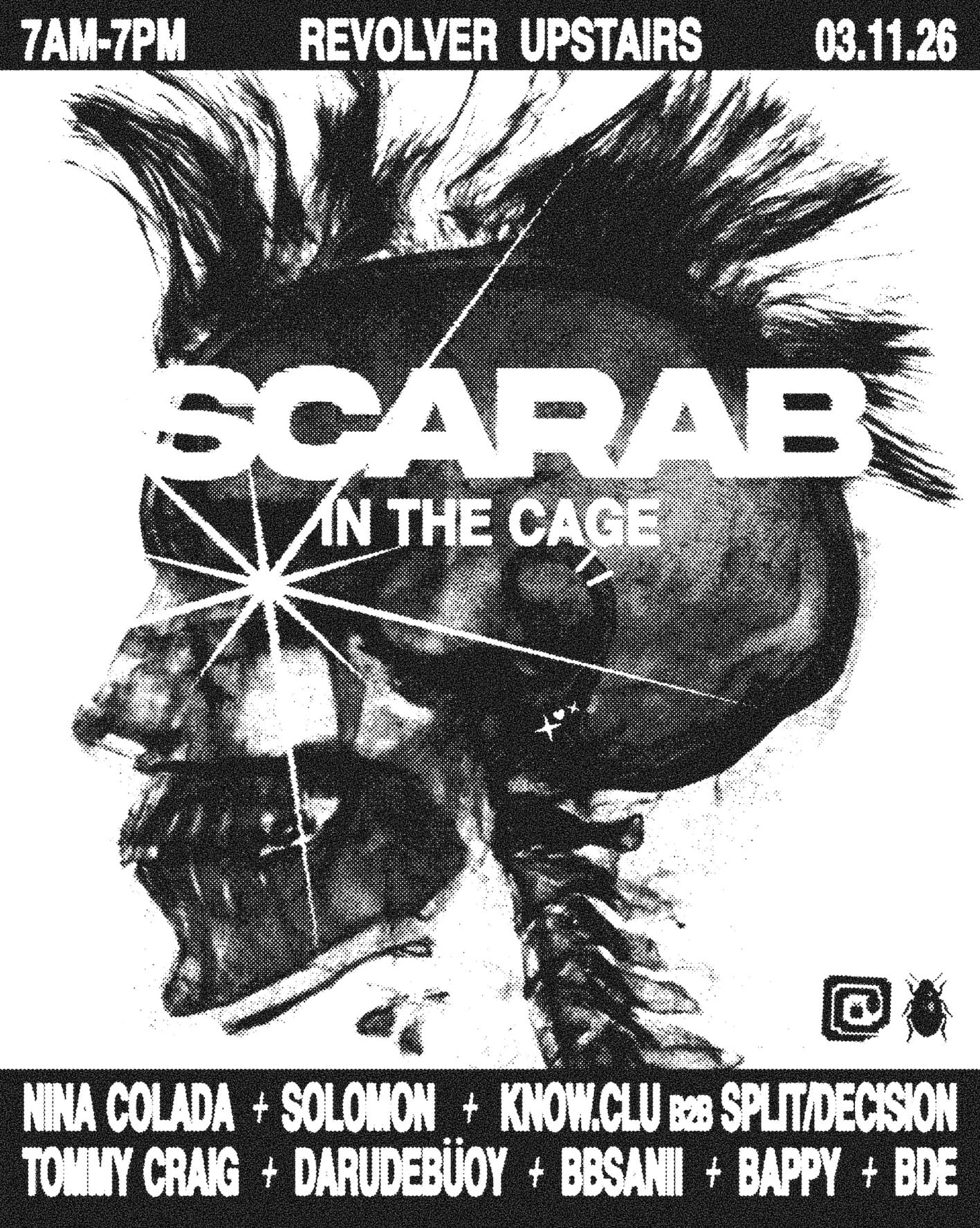 Bozo Pres: Scarab In The Cage flyer