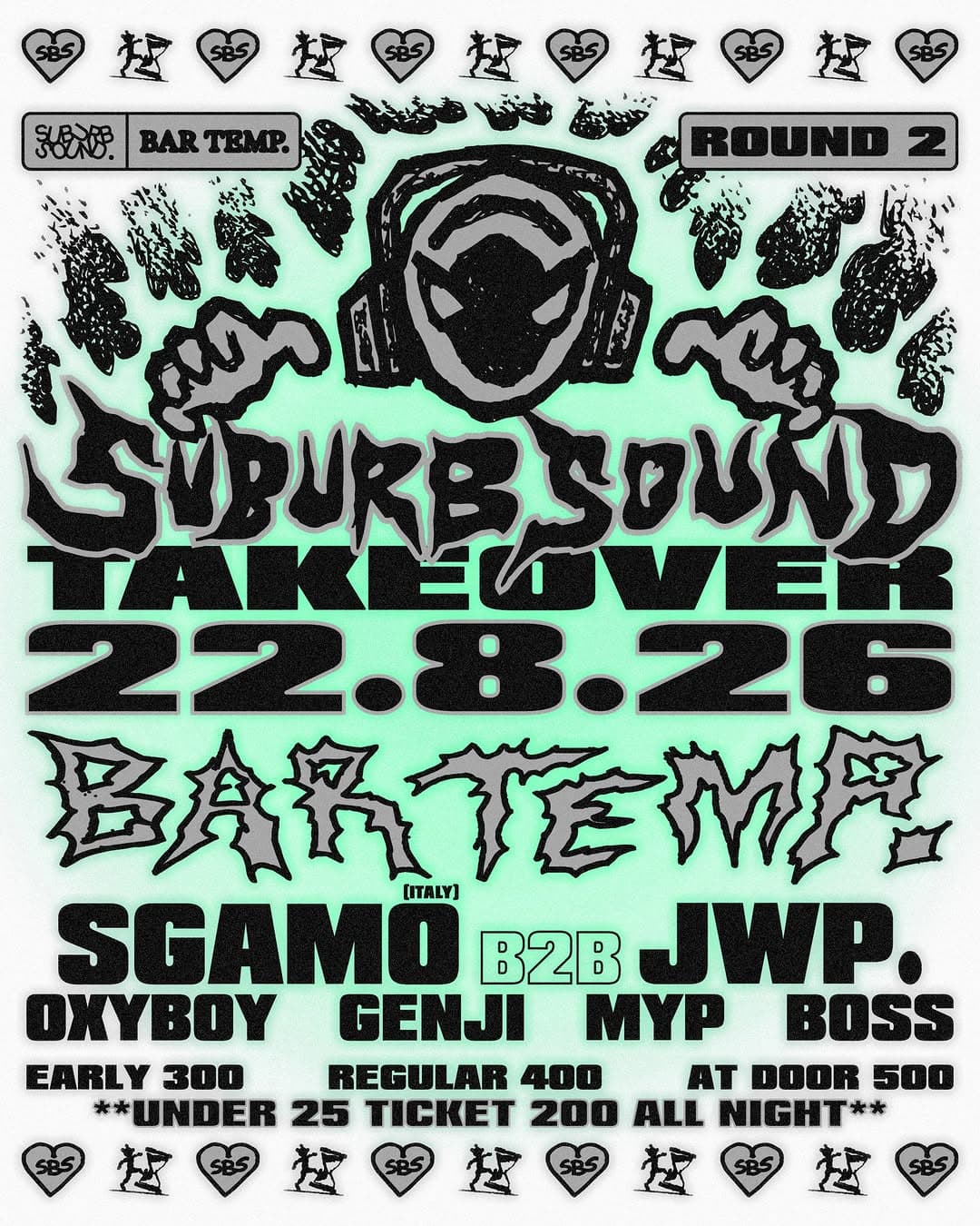 Suburb Sound Takeover Bartemp with SGAMO b2b JWP flyer