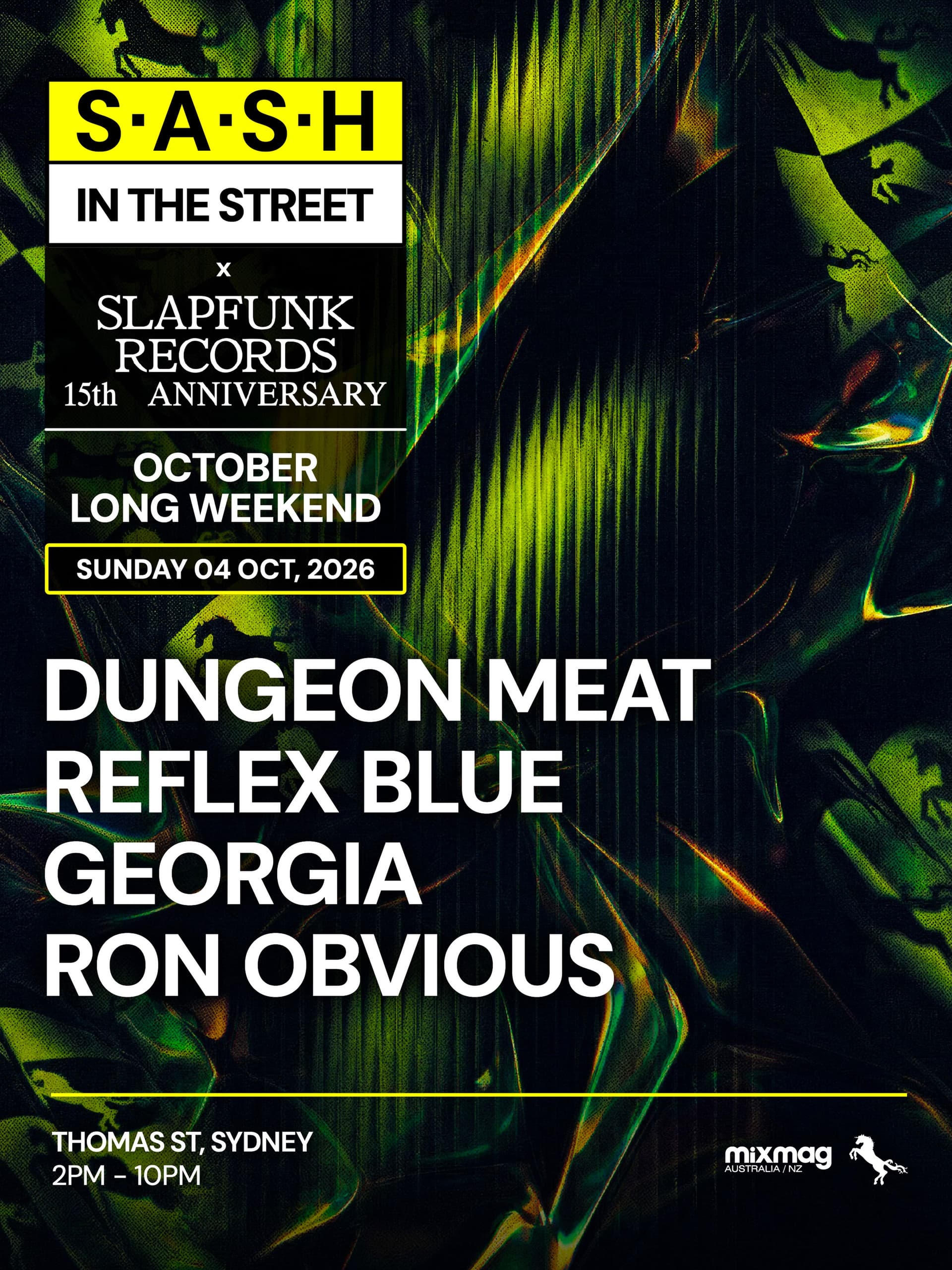 ★ S.A.S.H in the Street x Slapfunk 15th Anniversary ★ Oct Long Weekend ★ Sunday 4th Oct ★ flyer