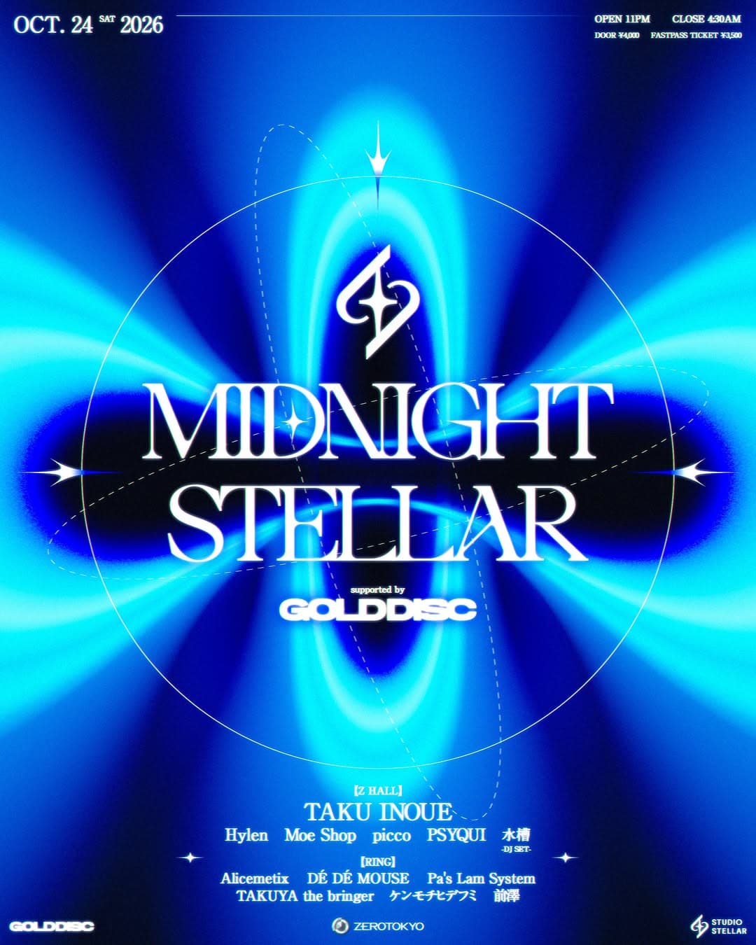 MIDNIGHT STELLAR supported by GOLD DISC flyer