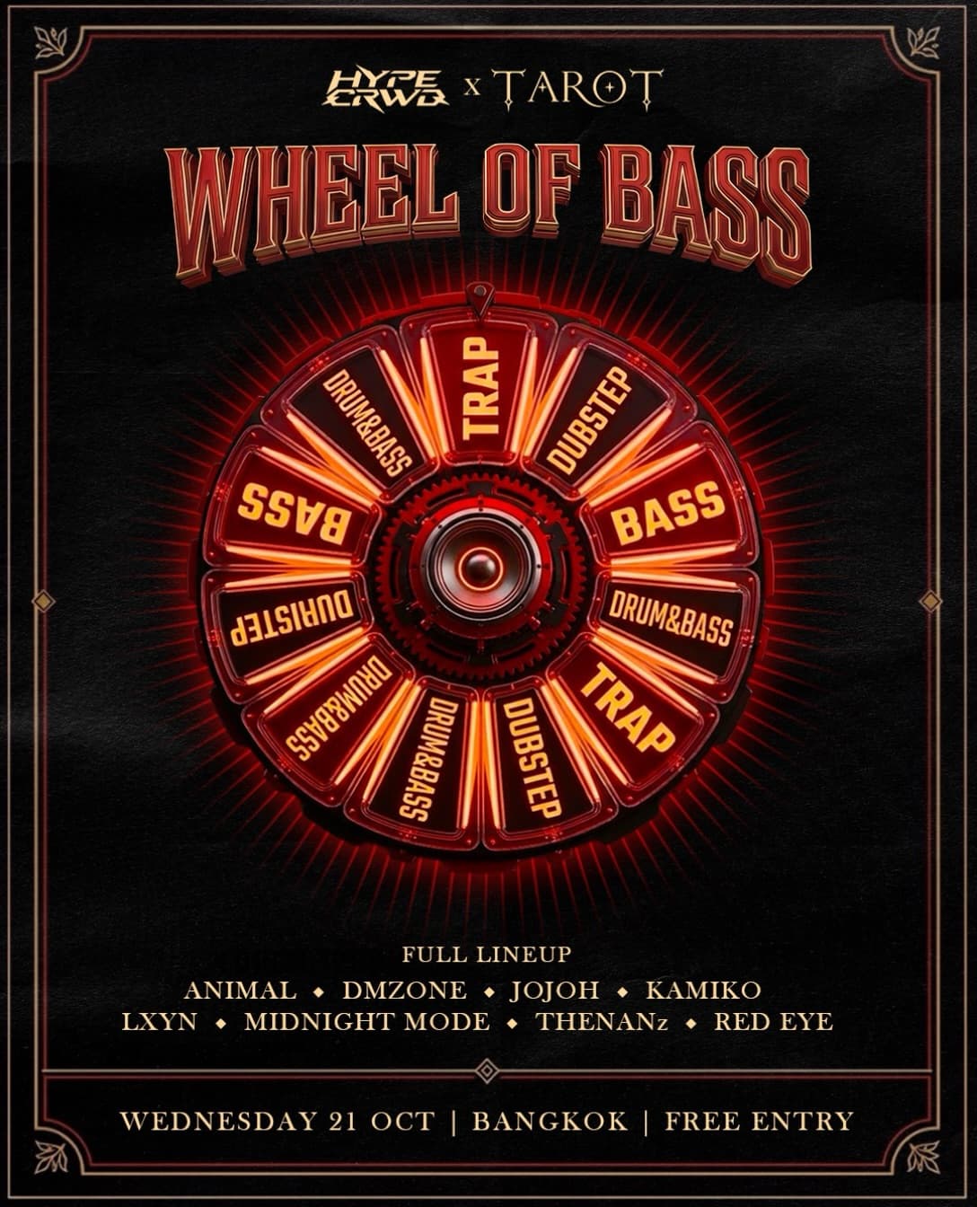 HYPE CRWD × TAROT presents WHEEL OF BASS flyer