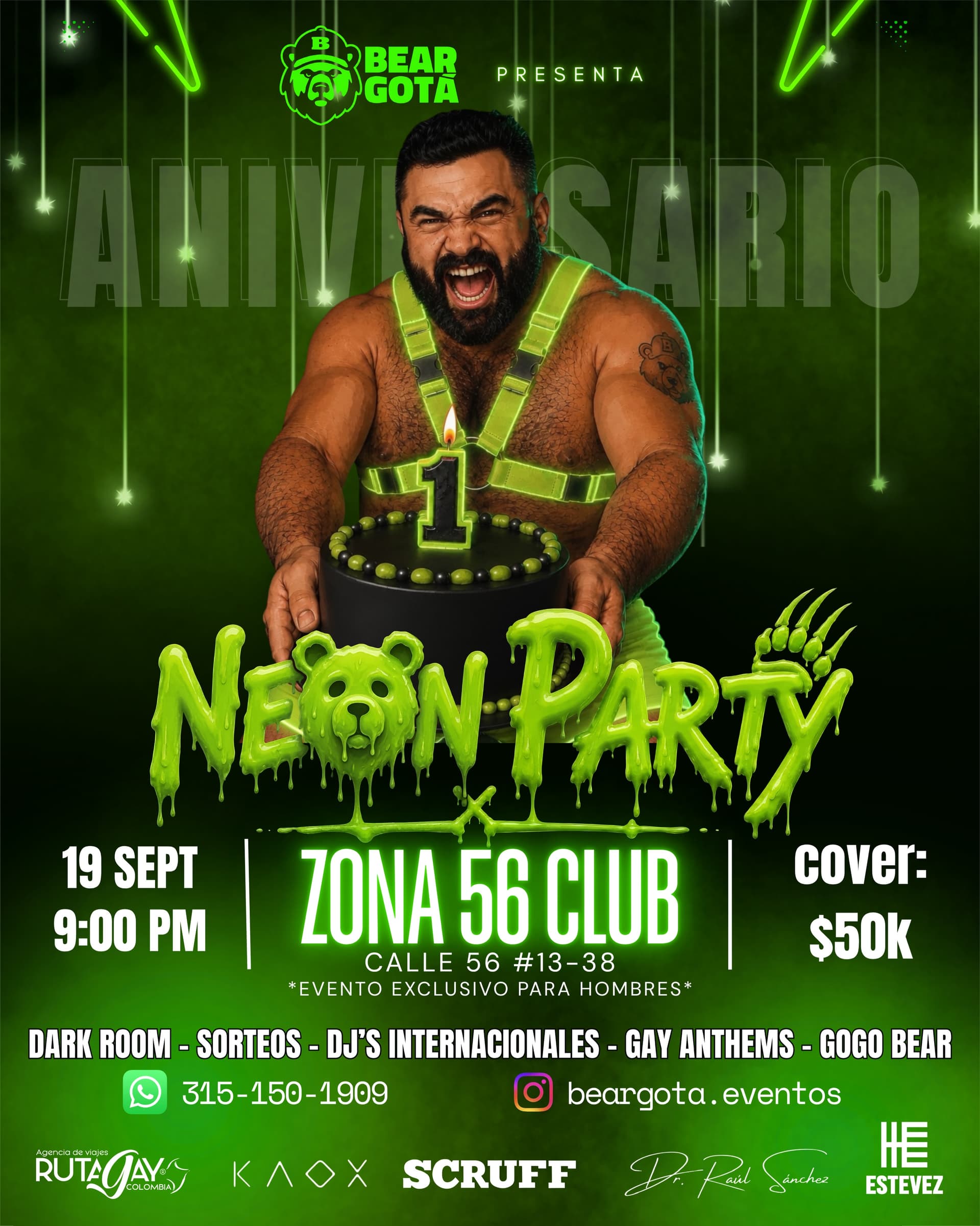 ANIVERSARIO BEARGOTÁ — NEON PARTY flyer