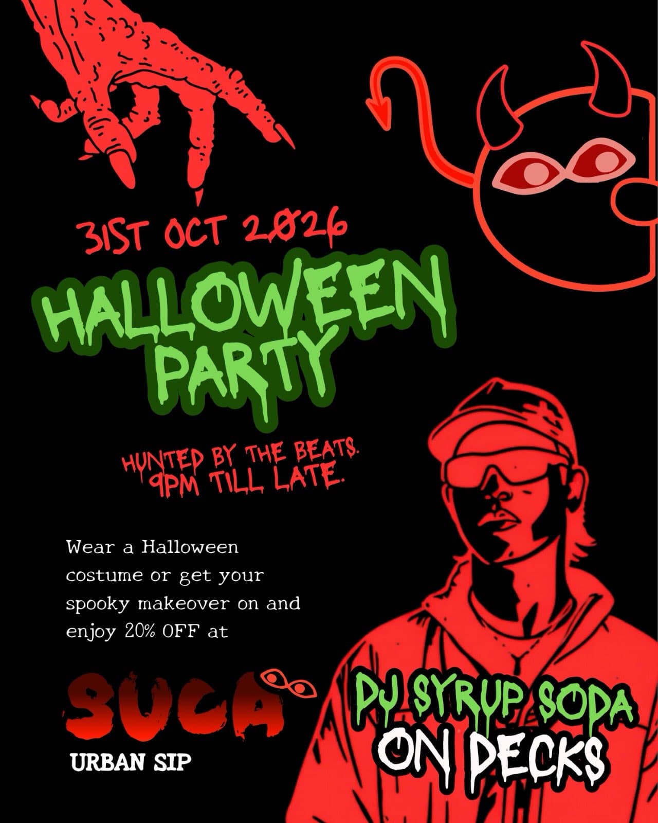 SOMETHING WICKED IS BREWING! Halloween at SUCA Urban Sip flyer