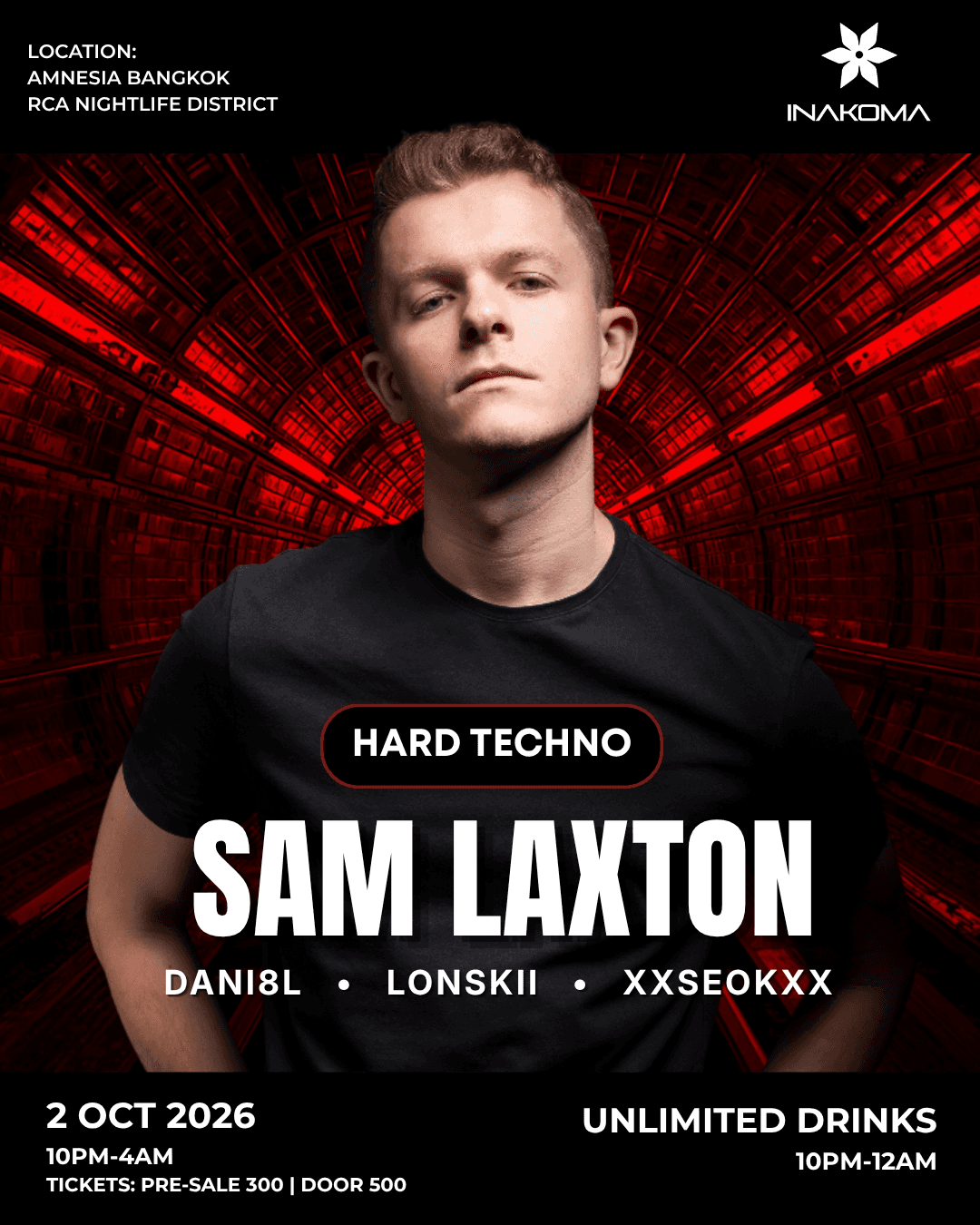Hard Techno Rave feat. Sam Laxton - FREE Drinks by INAKOMA flyer
