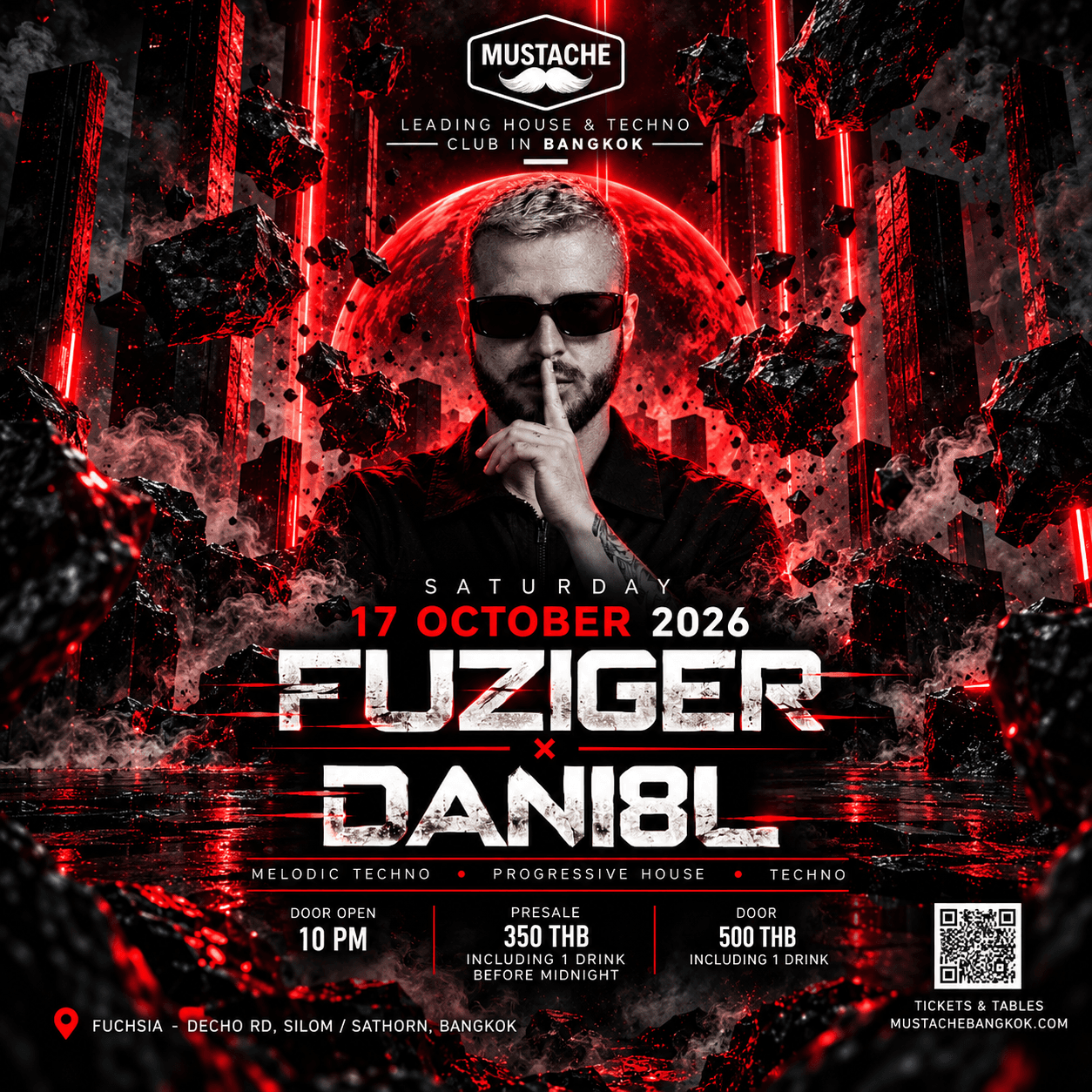 Mustache presents Fuziger x Dani8l flyer