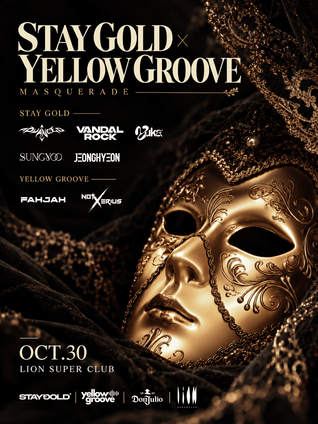 STAY GOLD × YELLOW GROOVE - MASQUERADE flyer