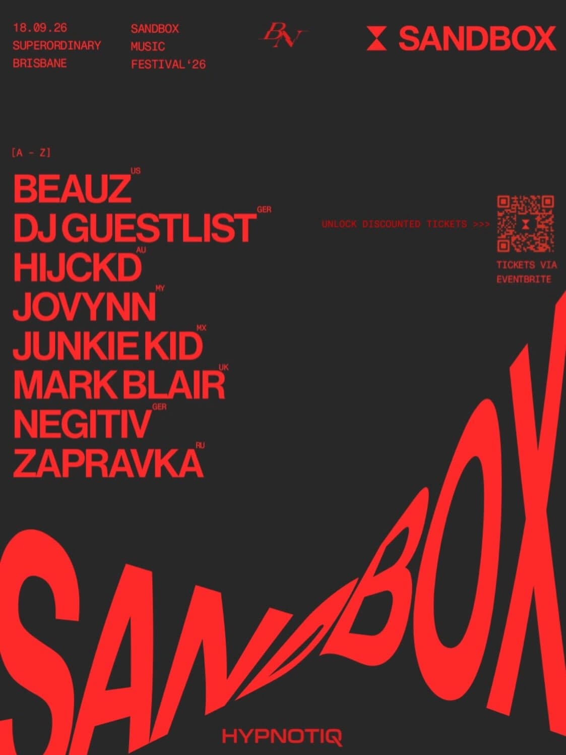 Sandbox Music Festival Brisbane flyer