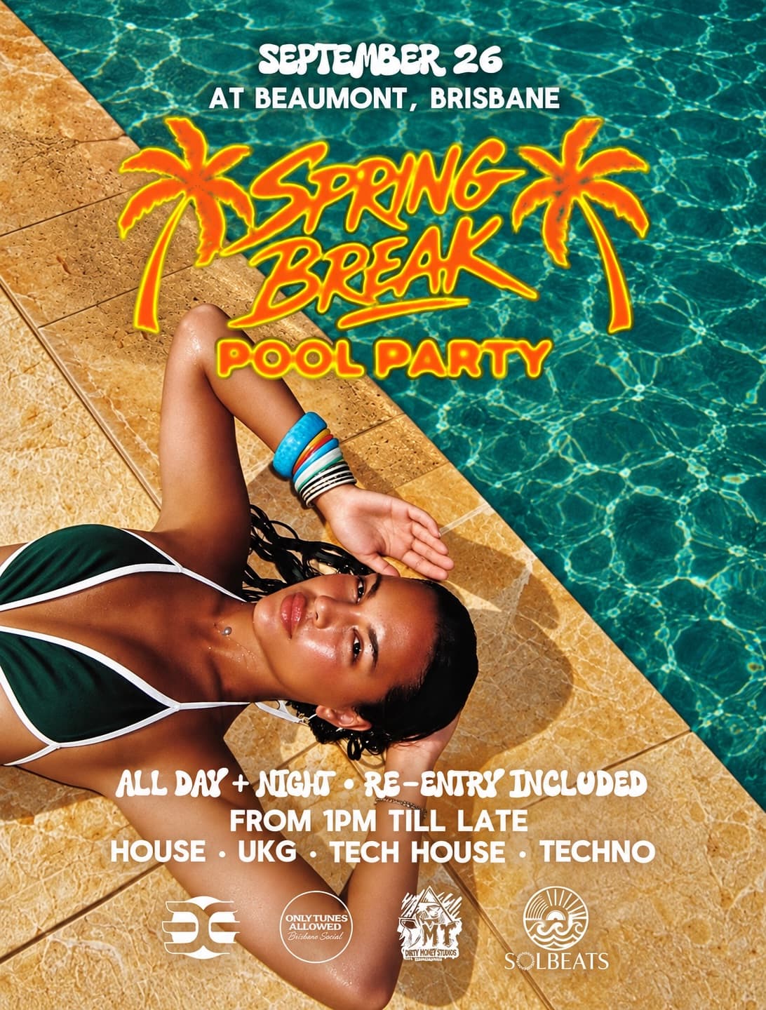 Spring Break Pool Party + TECH-OVER Full Moon Fest flyer