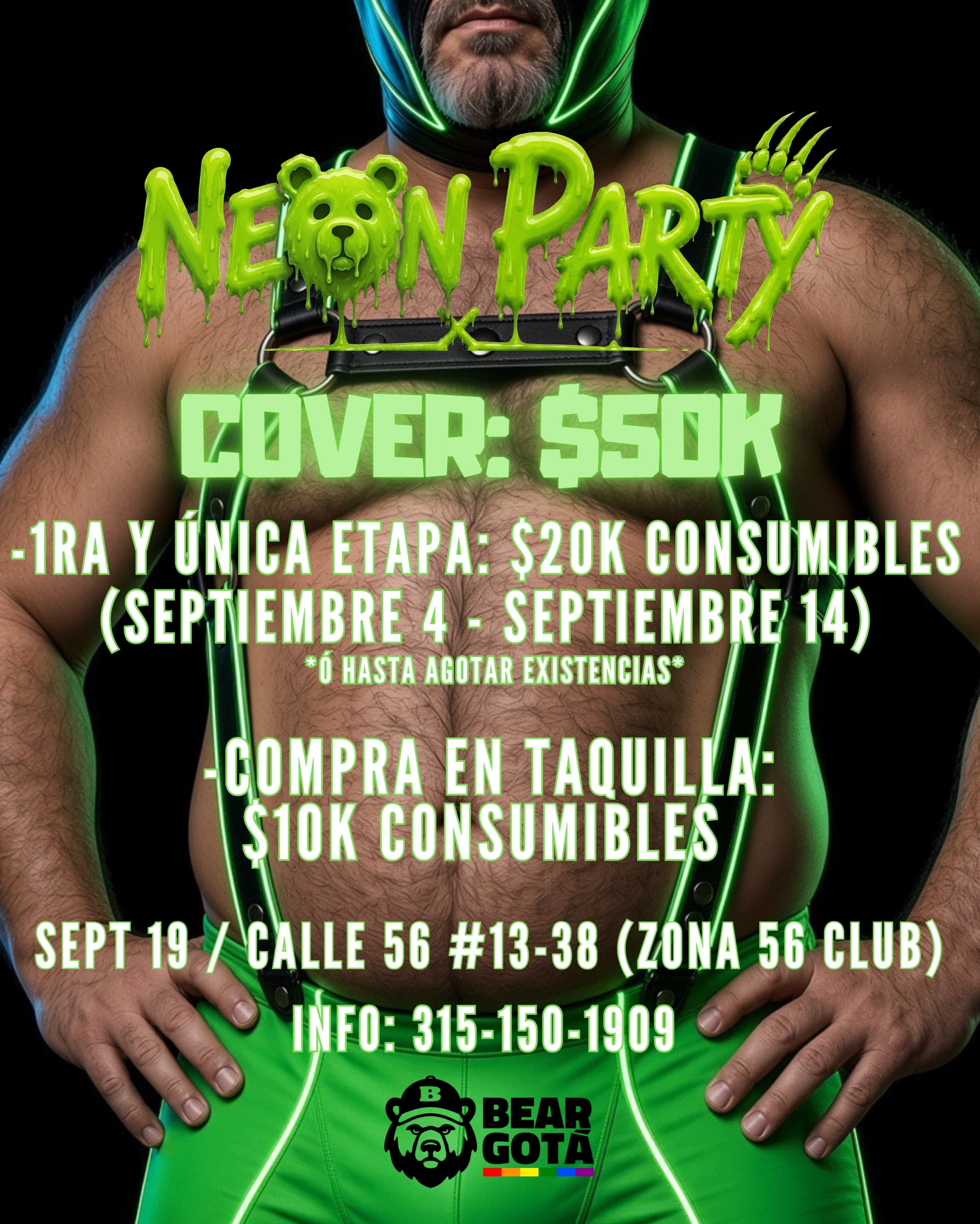 ANIVERSARIO BEARGOTÁ — NEON PARTY flyer - image 3 of 3