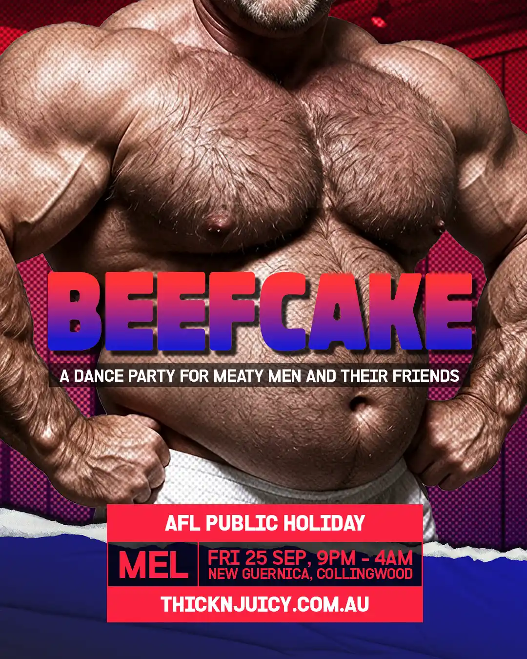 BEEFCAKE Melbourne 🥩 AFL Public Holiday @ New Guernica flyer