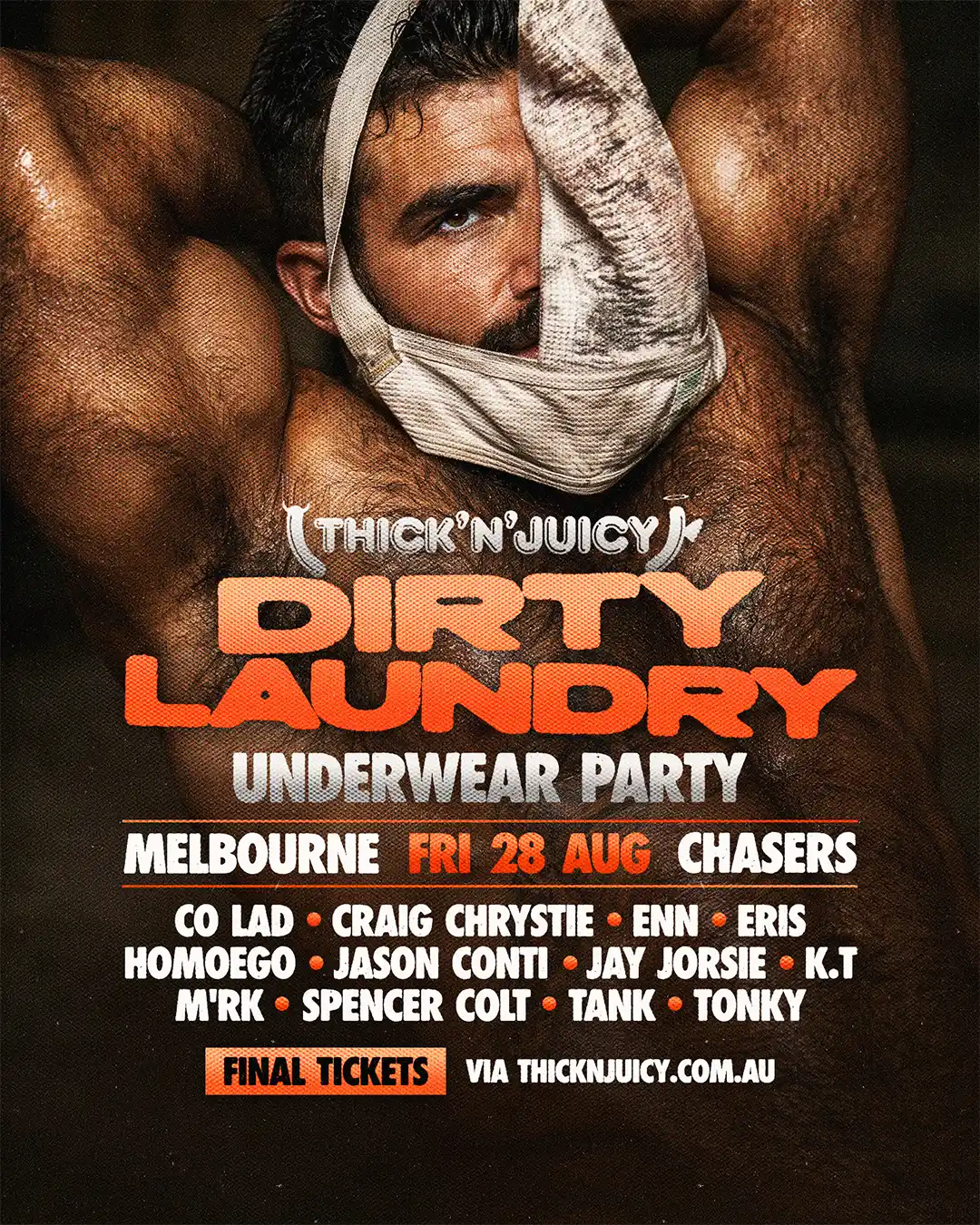 THICK 'N' JUICY Melbourne ❤️‍🔥 Dirty Laundry Underwear Party flyer