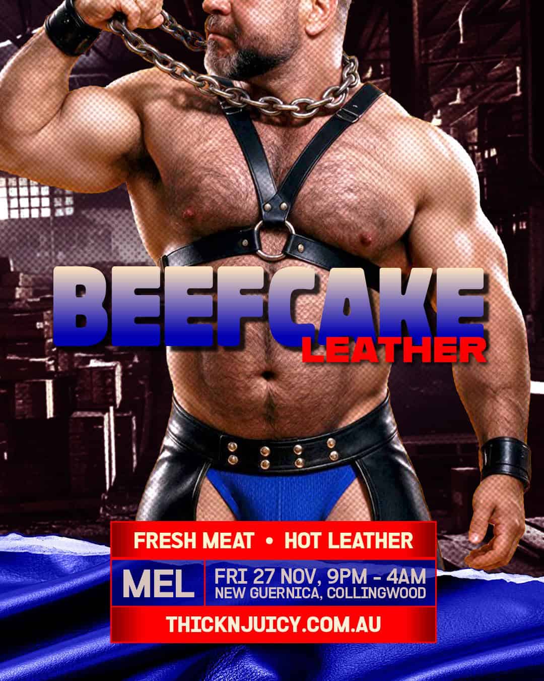 BEEFCAKE Leather 🥩 Melbourne @ New Guernica flyer