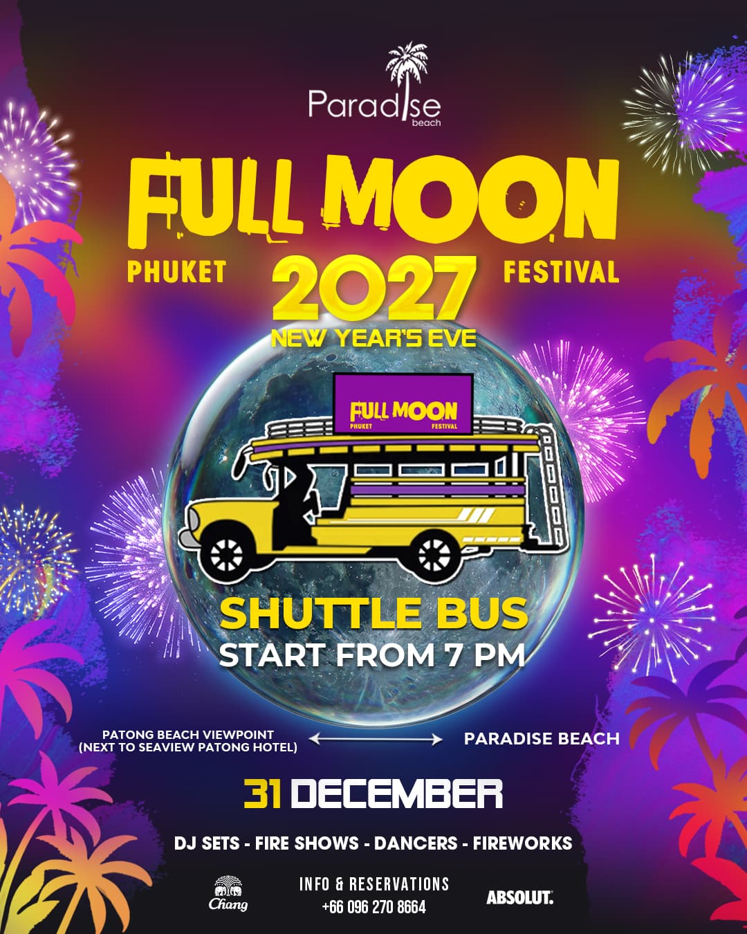 2027 New Year's Eve - Full Moon Festival at Paradise Beach Phuket flyer - image 2 of 2