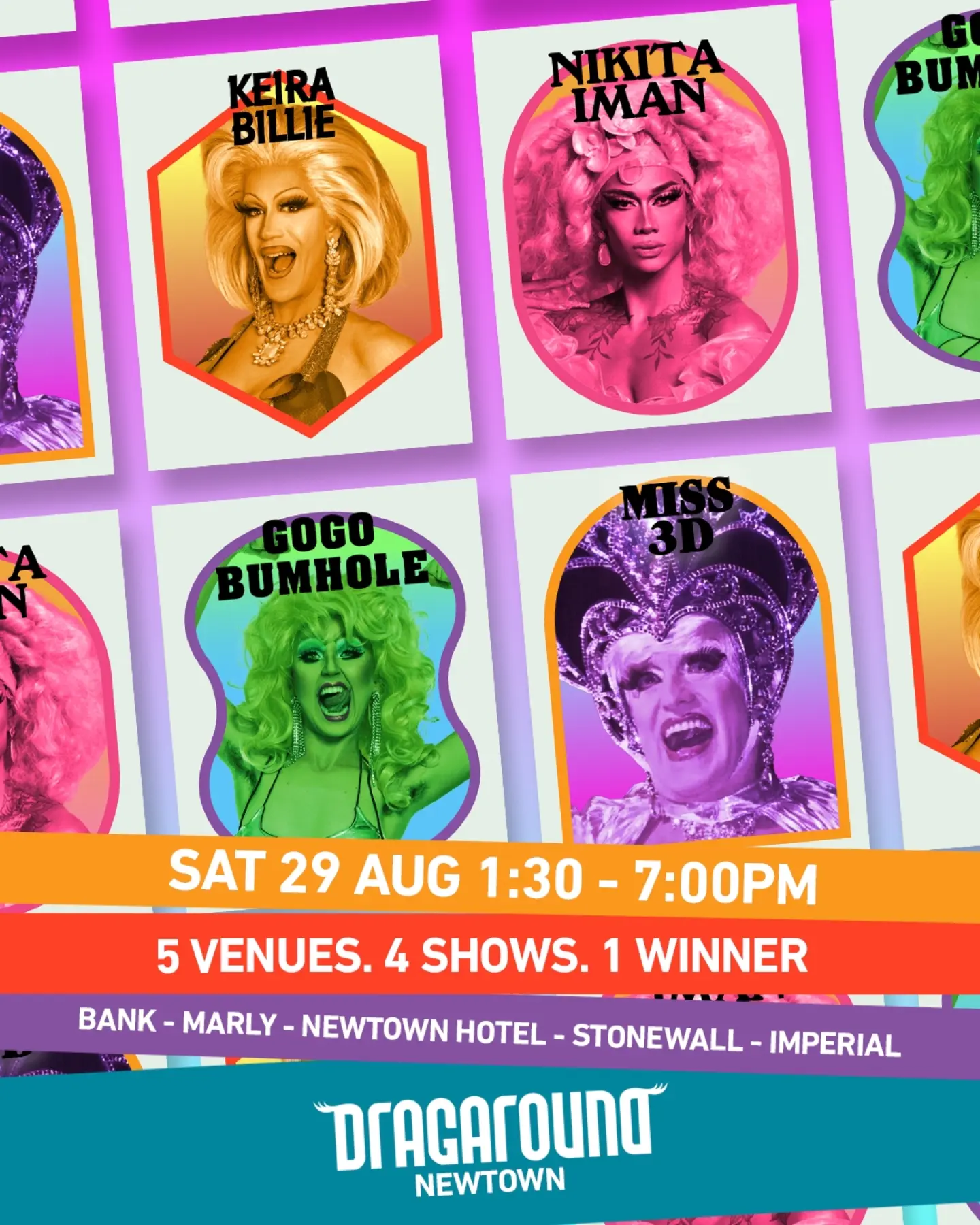 DRAGAROUND – Australia's First-ever Daytime Drag Pub Crawl flyer