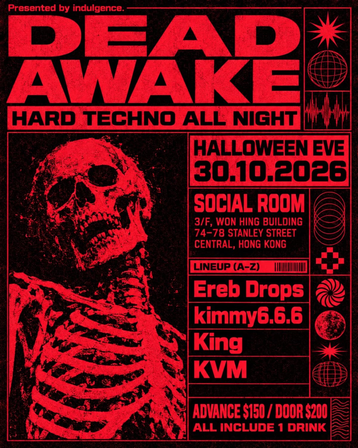 DEAD AWAKE — Hard Techno All Night flyer