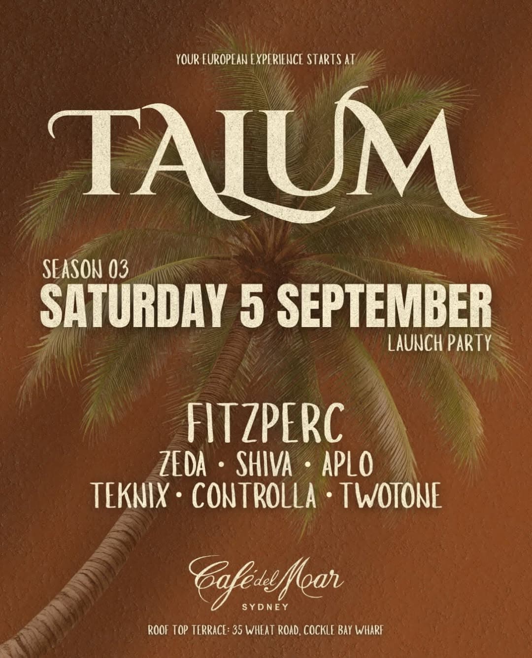 TALUM AUSTRALIA: Cafe Del Mar - Season 03 Launch flyer