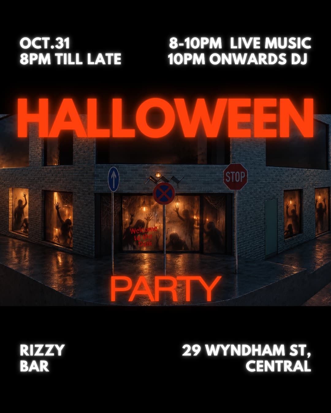 Halloween Live Music & DJ Party @Rizzy Bar flyer