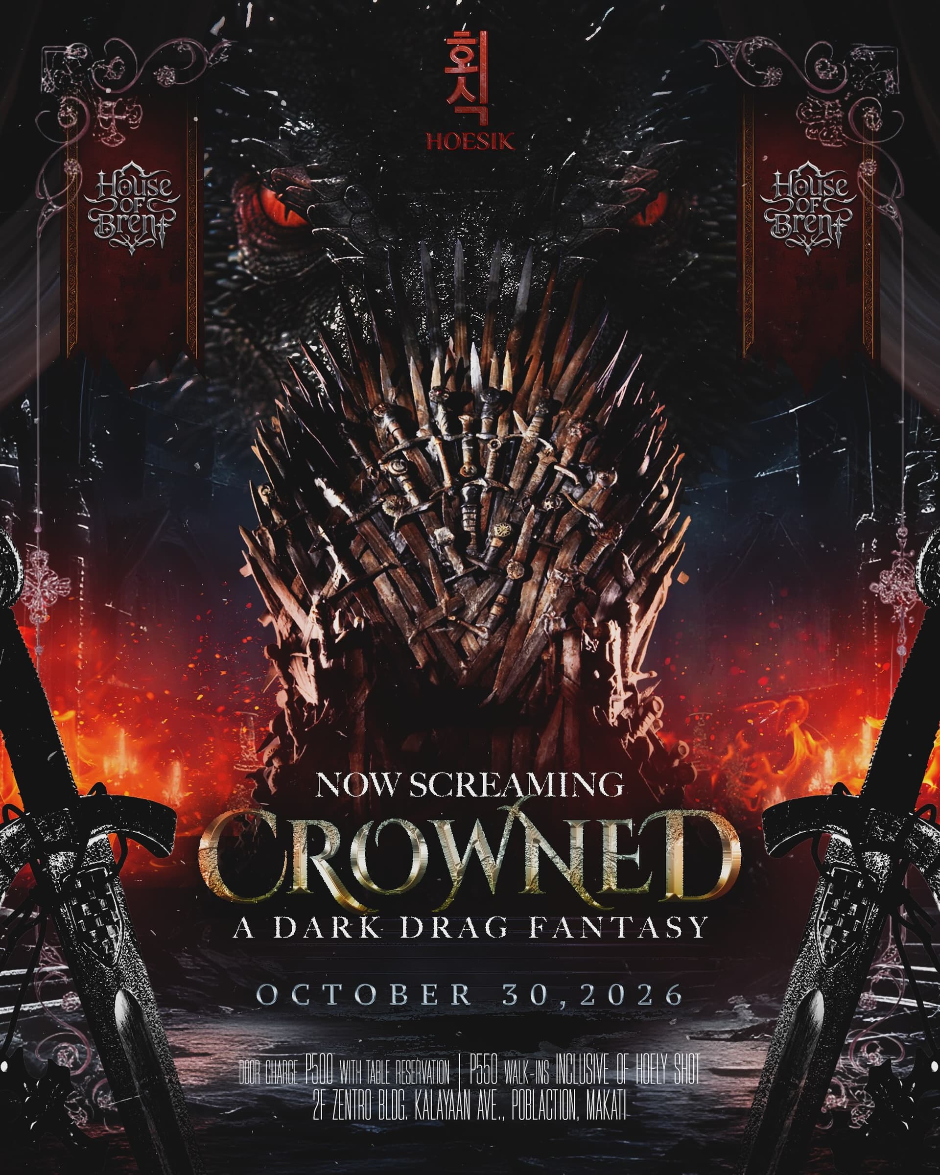 NOW SCREAMING: CROWNED — A Dark Drag Fantasy flyer