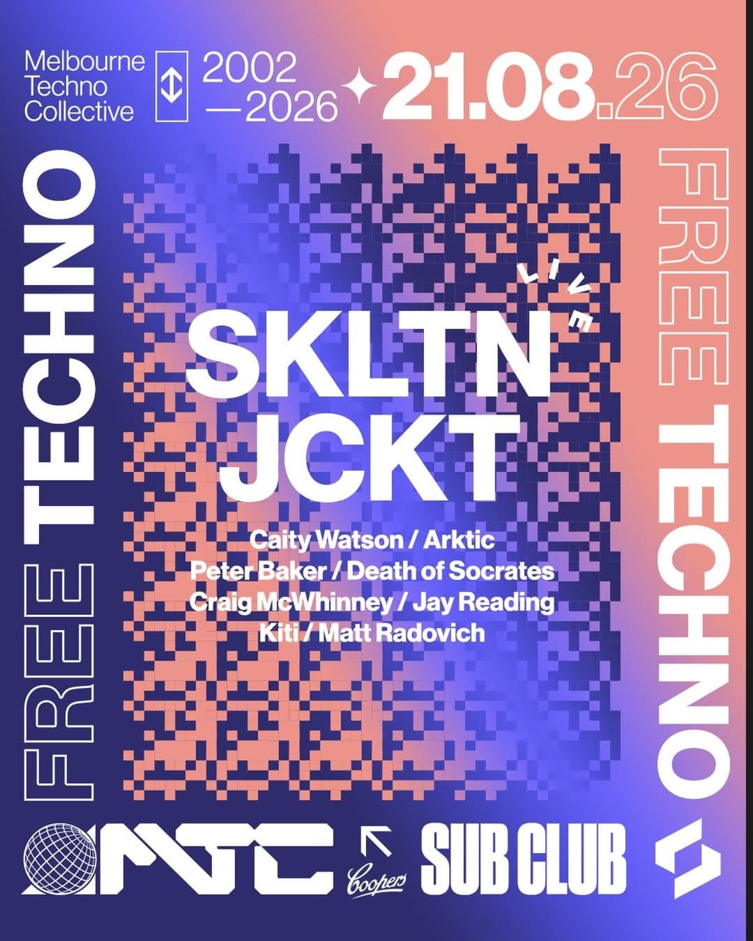 FREE TECHNO at Sub Club Melbourne flyer