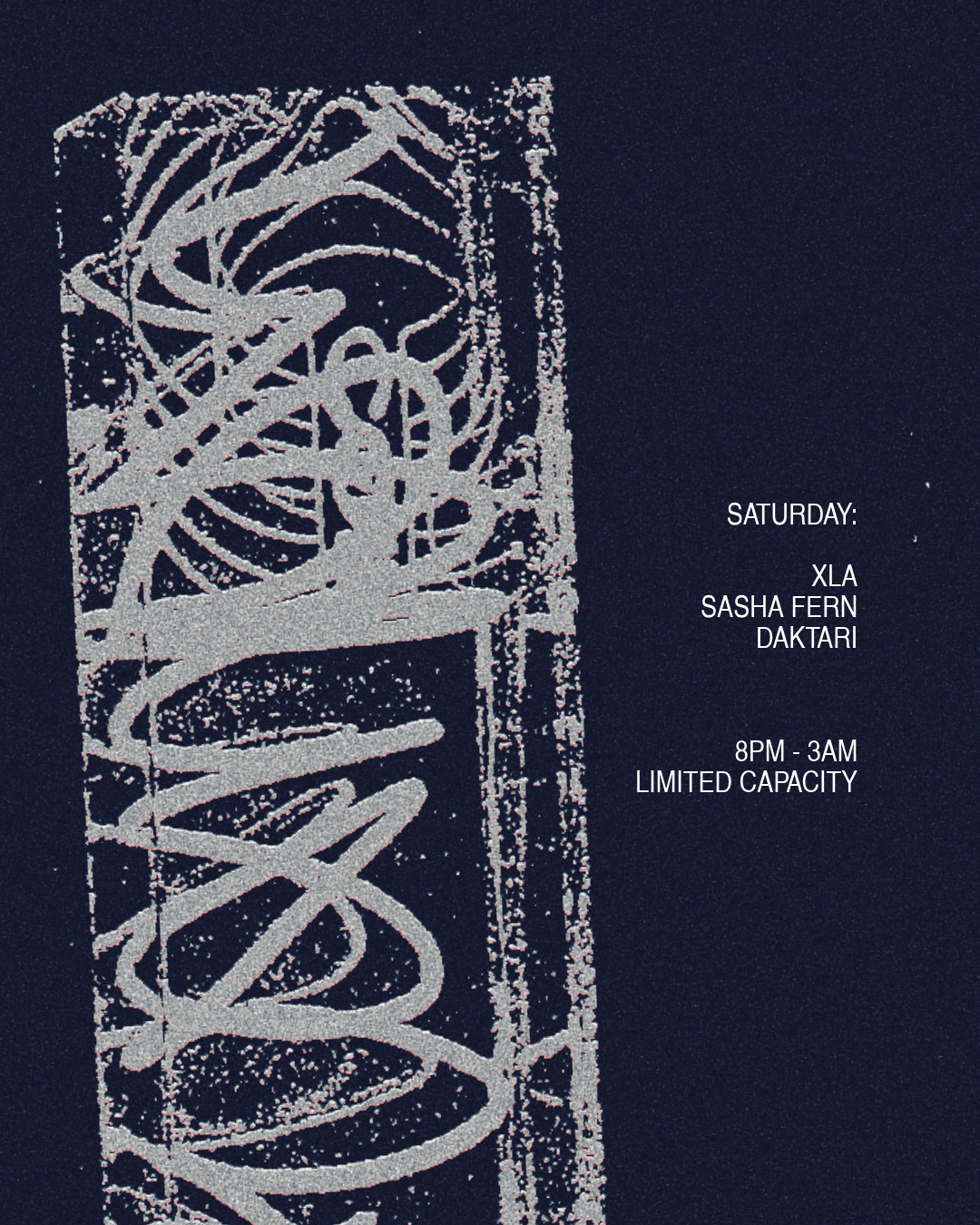 Coil Invites: XLA, Sasha Fern, Daktari flyer