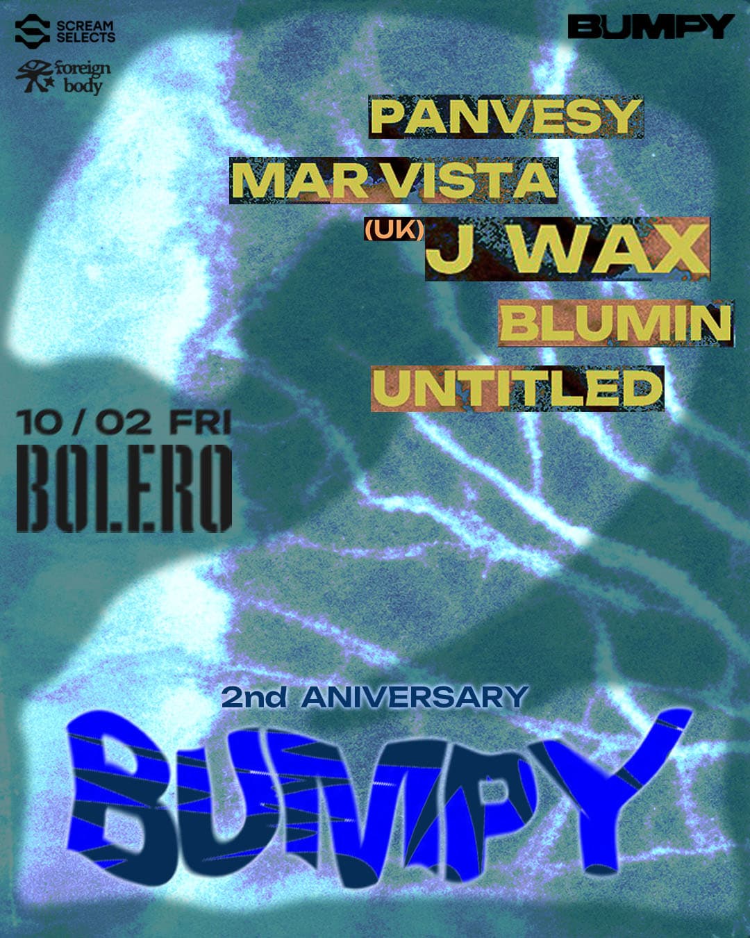 Bolero: BUMPY 2nd ANNIVERSARY x J Wax (UK) flyer