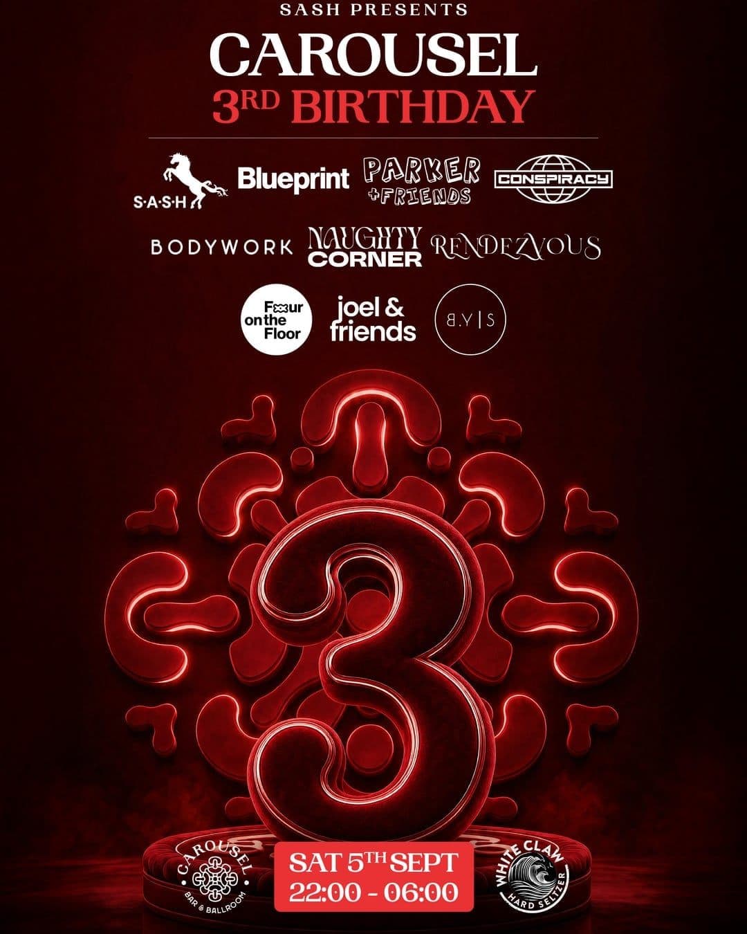 CAROUSEL 3RD BIRTHDAY flyer