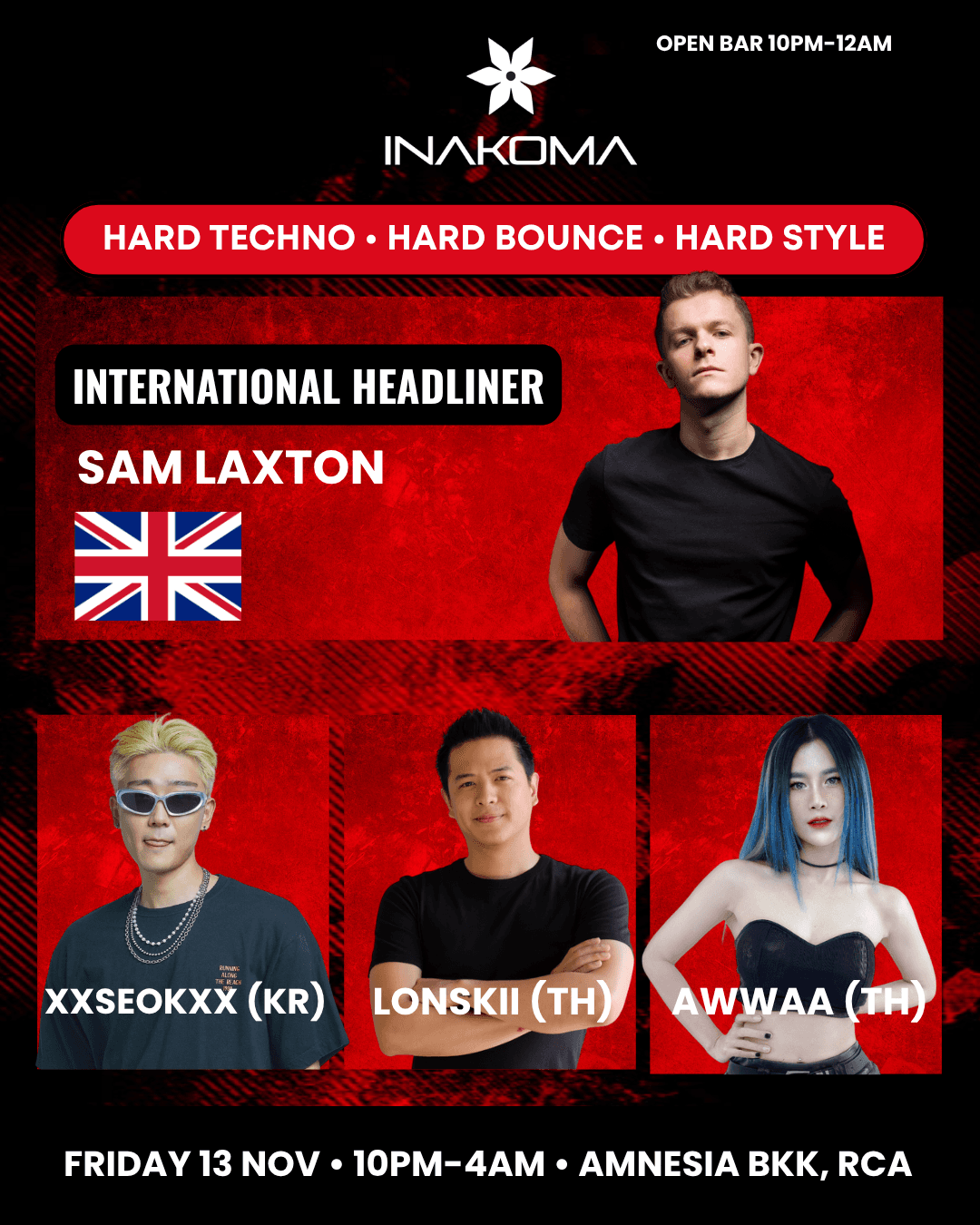 Hard Techno Rave feat. Sam Laxton - FREE Drinks by INAKOMA flyer - image 2 of 2