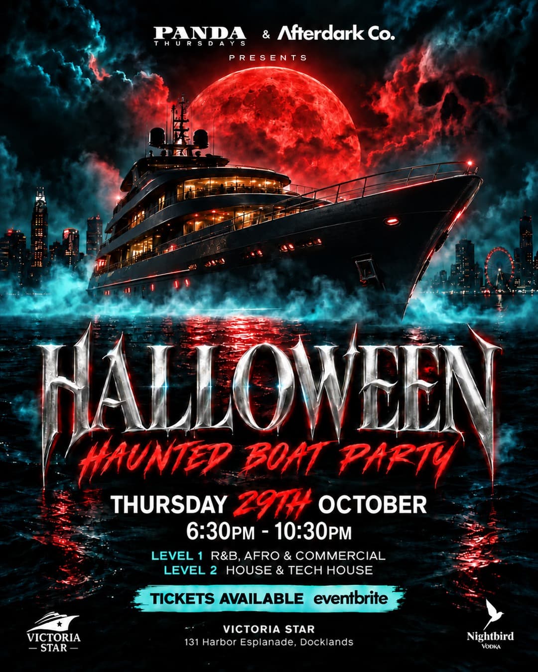 HALLOWEEN ☠️ HAUNTED BOAT PARTY flyer