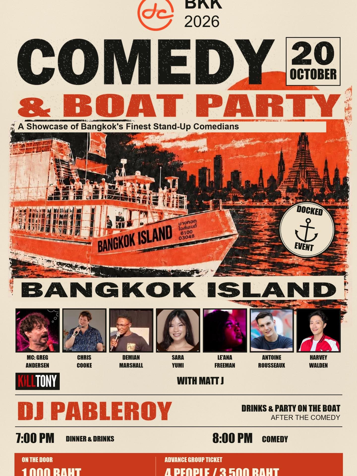 COMEDY & BOAT PARTY | DCBKK 2026 flyer