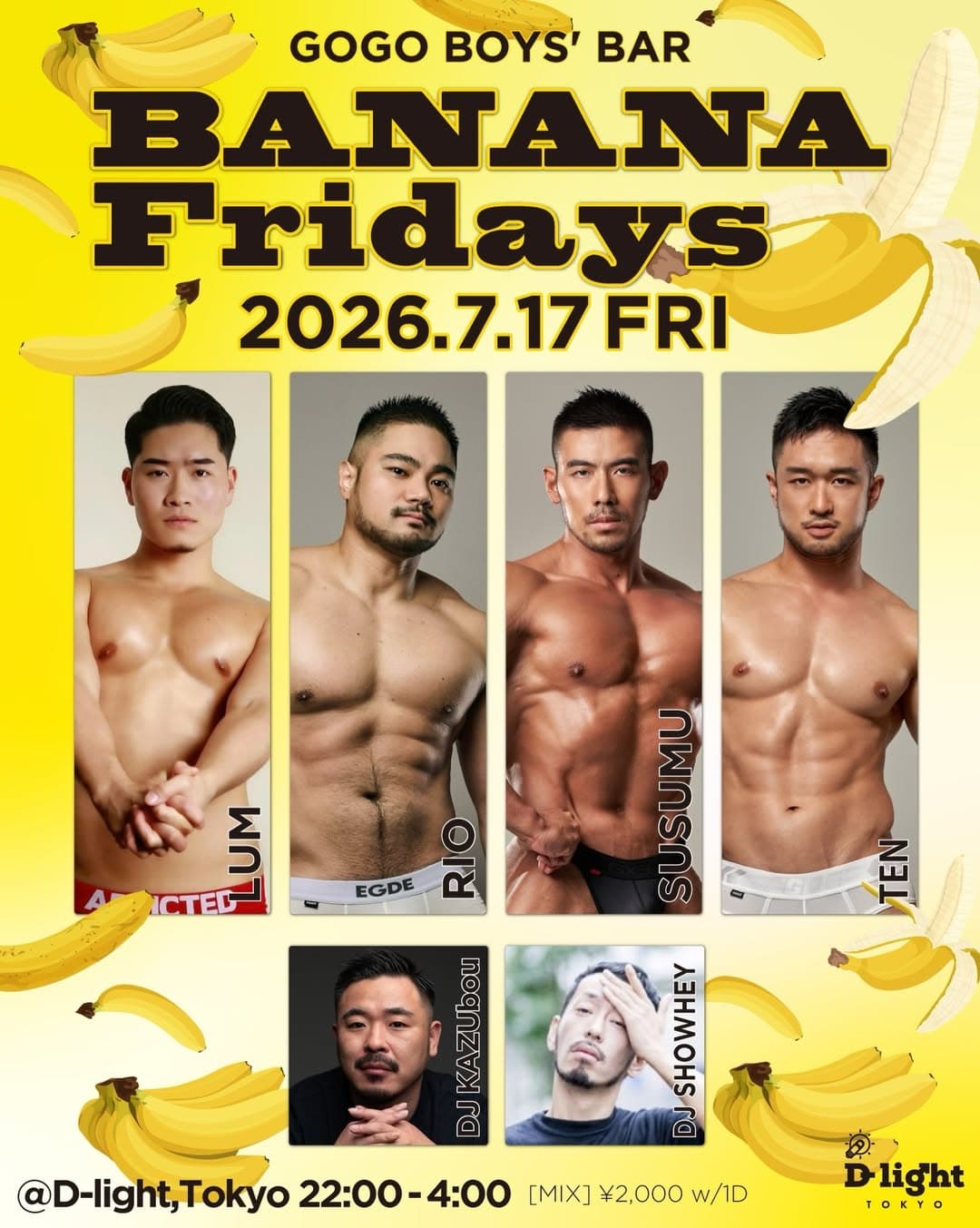GOGO BOYS' BAR "BANANA Fridays" flyer