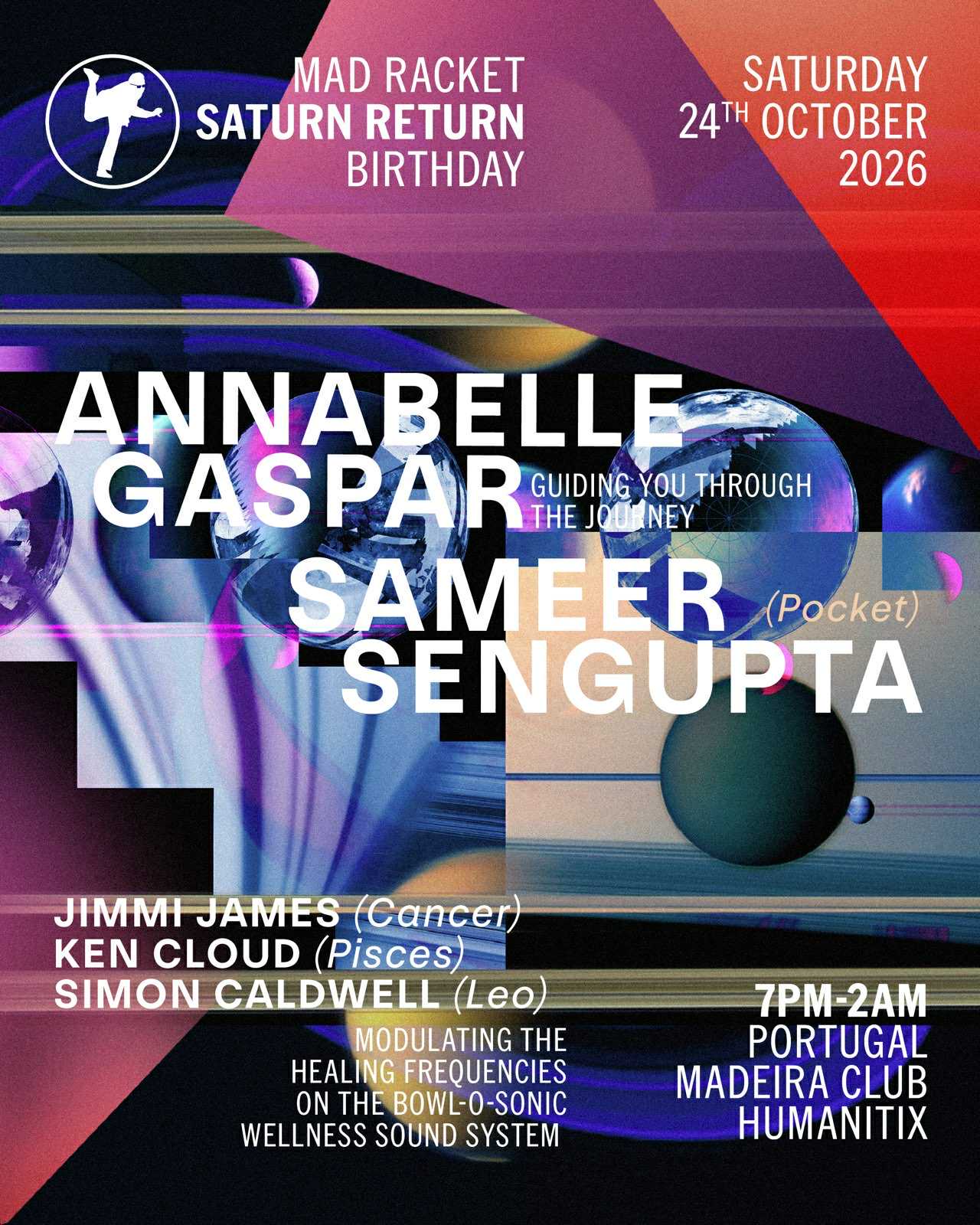 Mad Racket's Saturn Return Birthday flyer