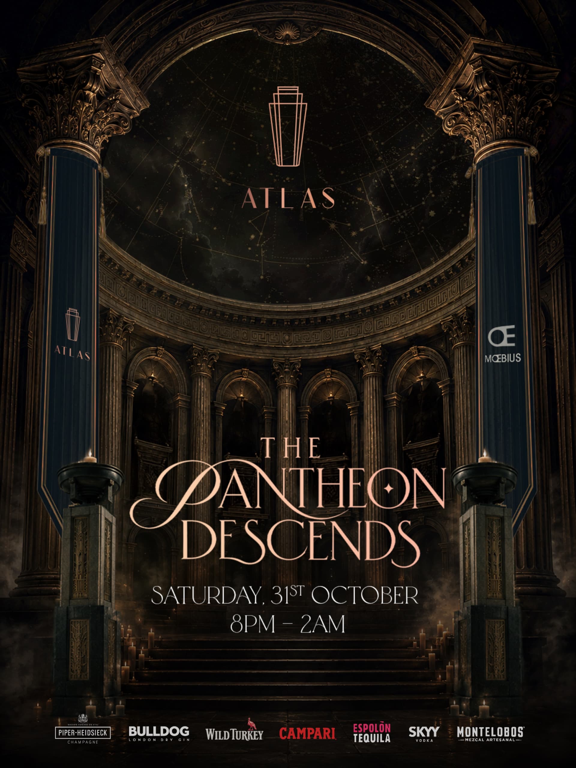 ATLAS: The Pantheon Descends x Moebius Milano flyer