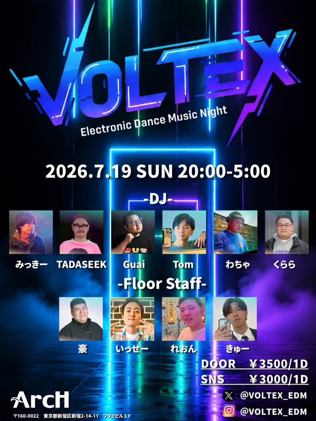 VOLTEX Electronic Dance Music Night flyer