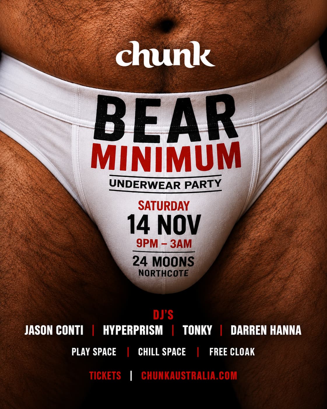 CHUNK: BEAR MINIMUM | UNDERWEAR PARTY flyer