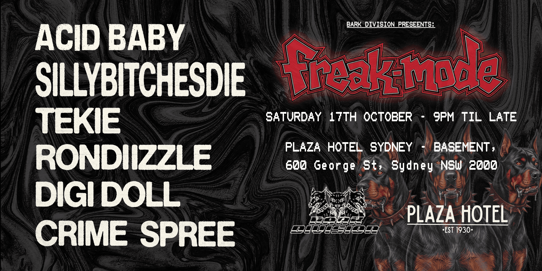 FREAK-MODE presented by Bark Division flyer