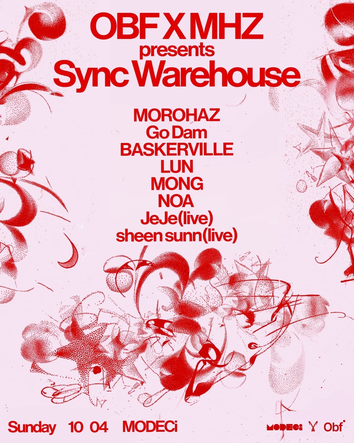 MHZ X Obf 「Sync Warehouse」 party flyer
