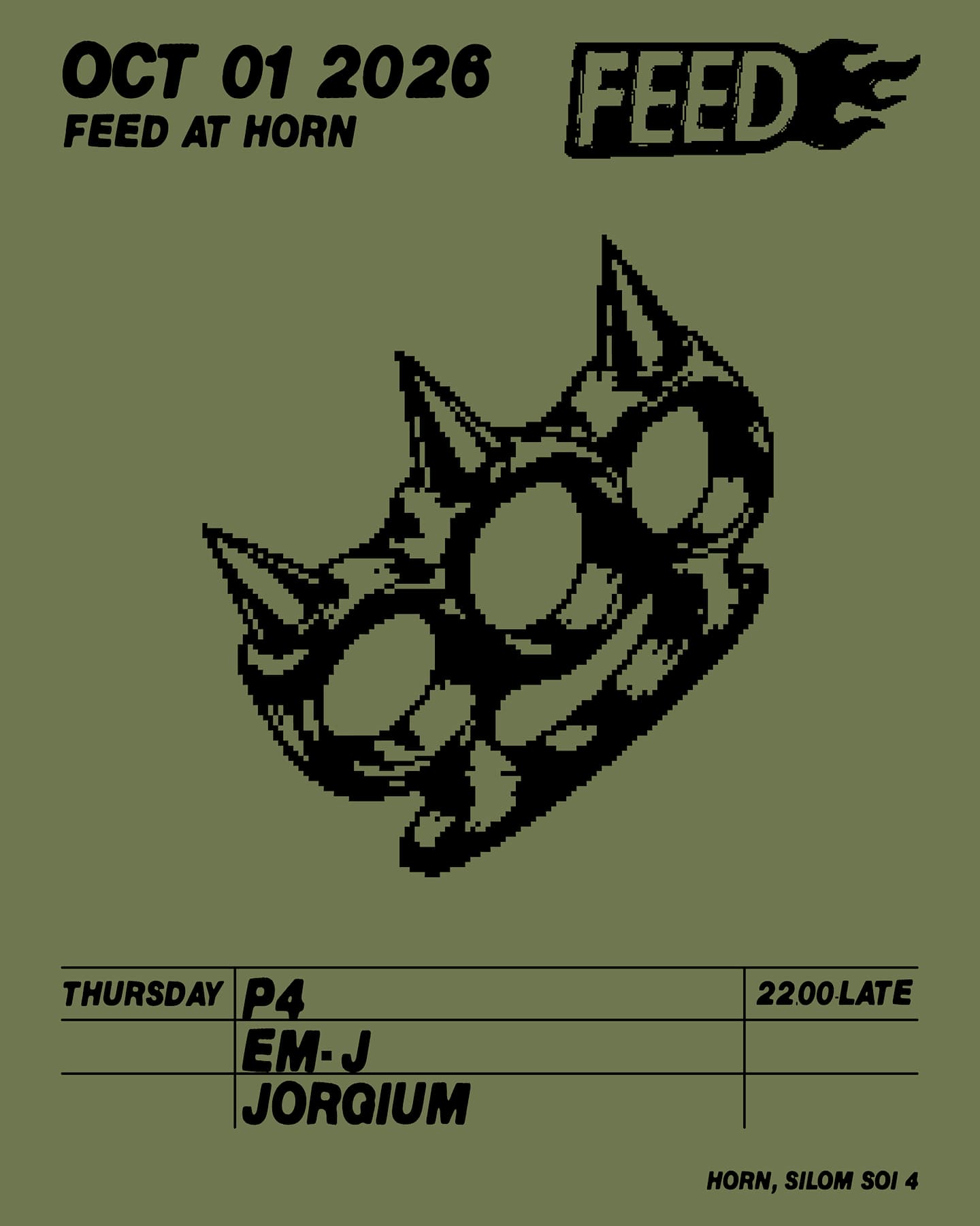 FEED with P4 / Em-J / Jorgium flyer