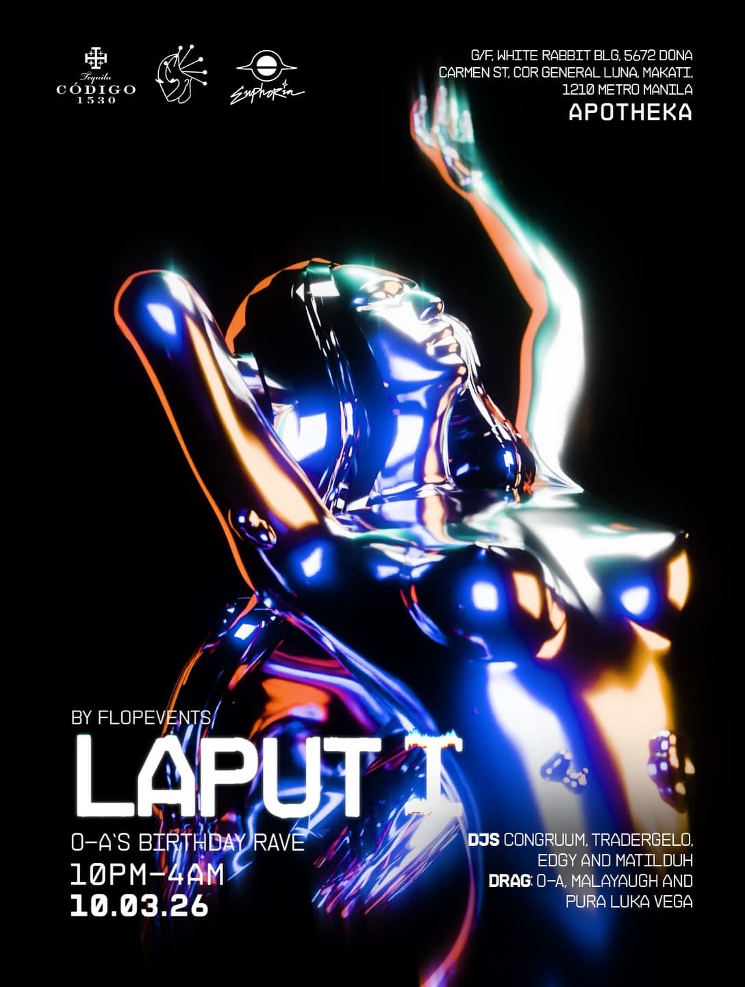 Laput I: O-A's Birthday Rave by Flopevents flyer