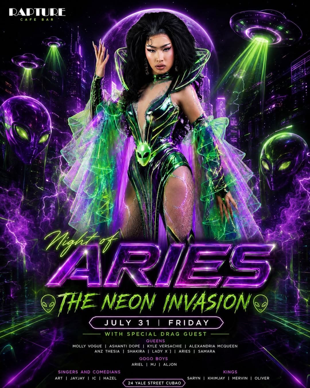 NIGHT OF ARIES: THE NEON INVASION flyer