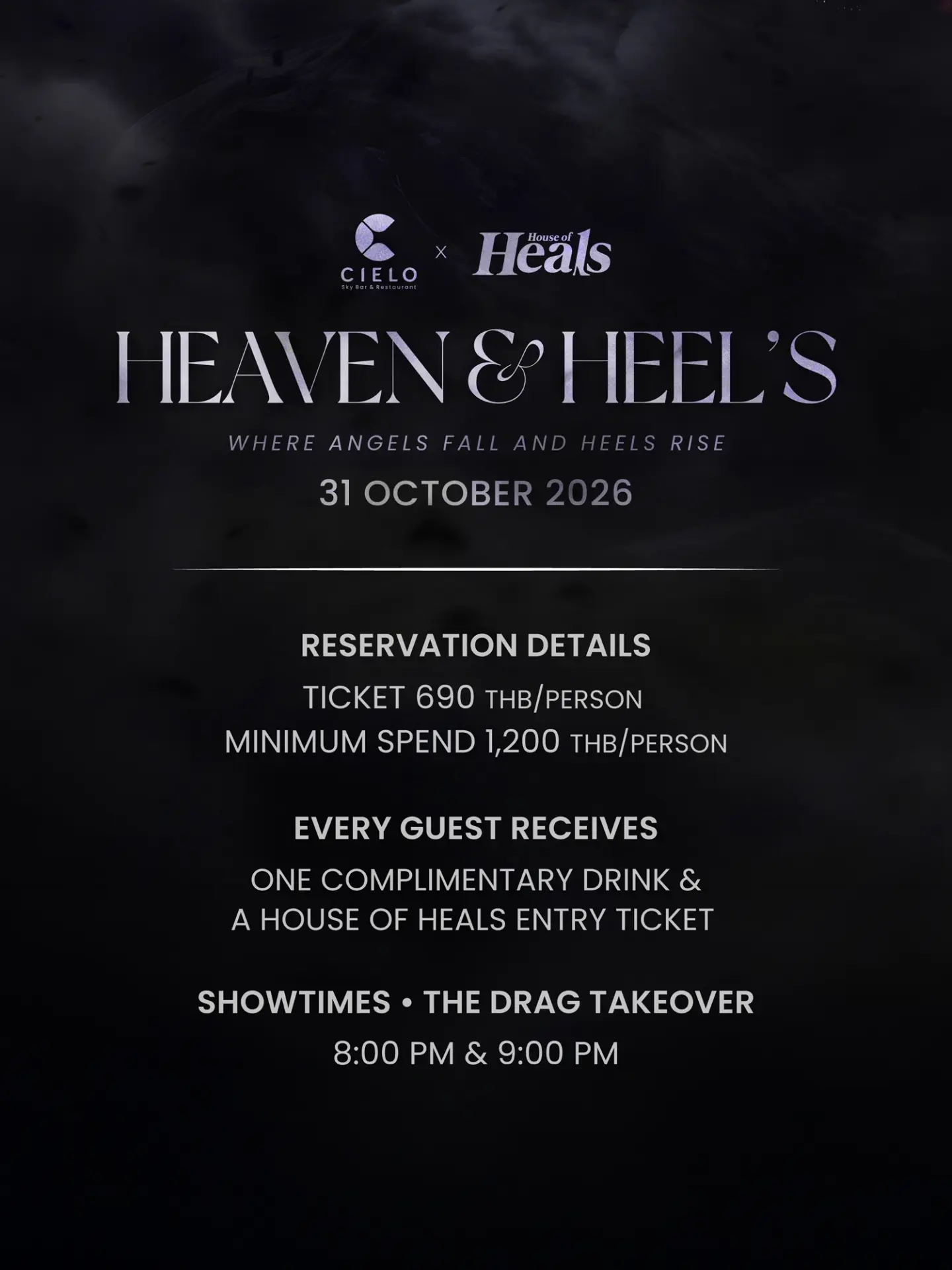 Cielo Sky Bar x House of Heals - "Where Angels Fall and Heels Rise" flyer - image 2 of 2