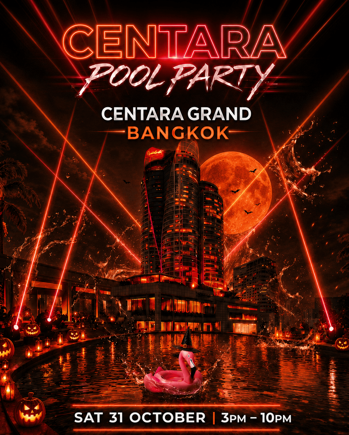 HALLOWEEN ROOFTOP POOL PARTY flyer
