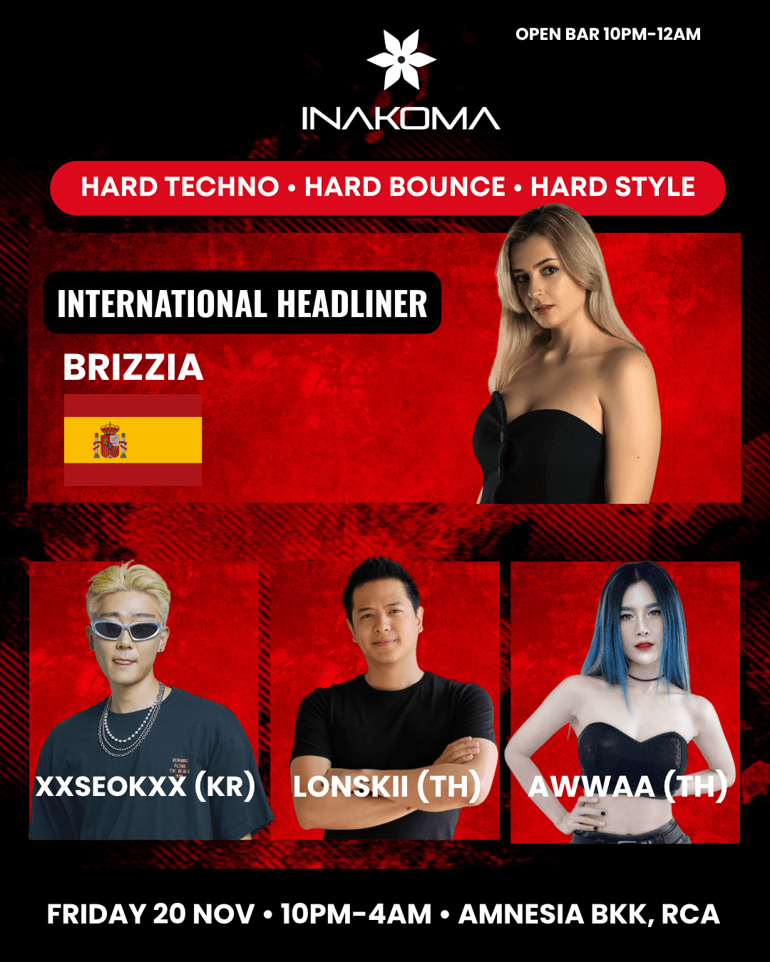 Hard Techno Rave feat. BRIZZIA - FREE Drinks by INAKOMA flyer - image 2 of 2