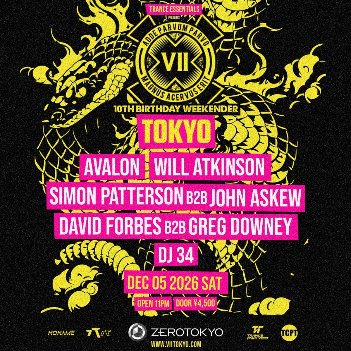 TRANCE ESSENTIALS presents VII X TOKYO 10th BIRTHDAY WEEKENDER flyer