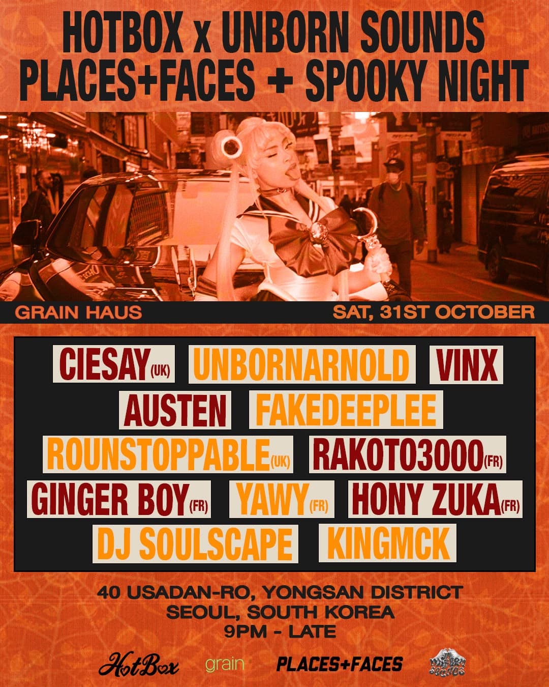 HOTBOX x Unborn Sounds x PLACES+FACES present 'SPOOKY NIGHT' flyer