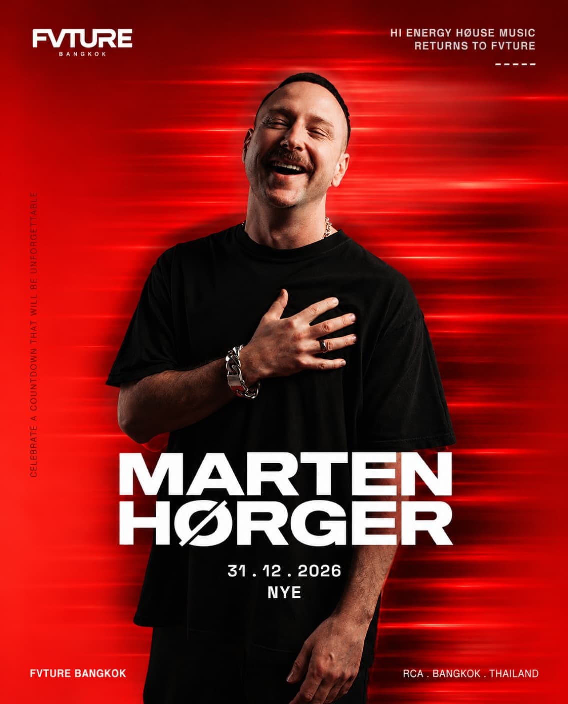Marten Hørger at FVTURE New Year's Eve flyer